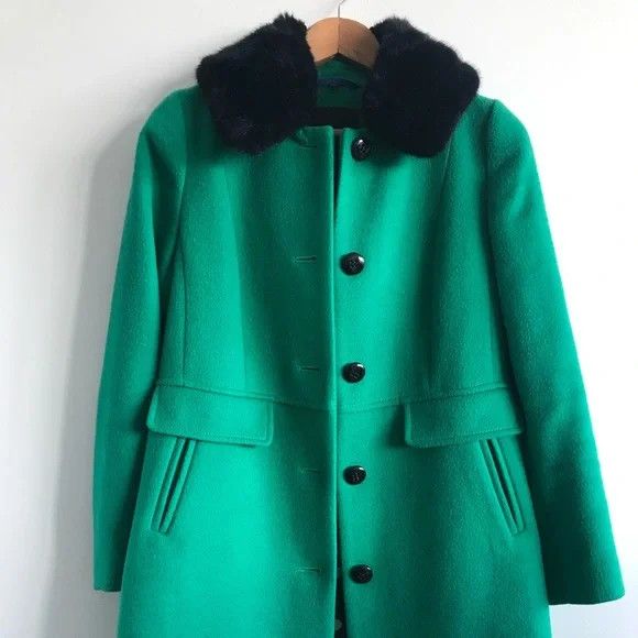Talbots Emerald Green Coat with Polka Dot Lining and Collar Size XS / US 0-2 / IT 36-38 - 3 Thumbnail