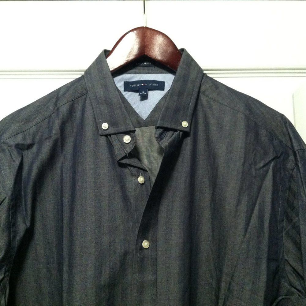 Tommy Hilfiger TOMMY HILFIGER MENS NEW GRAY 100%COTTON DRESS SHIRT 16/34-35 Size US L / EU 52-54 / 3 - 1 Thumbnail