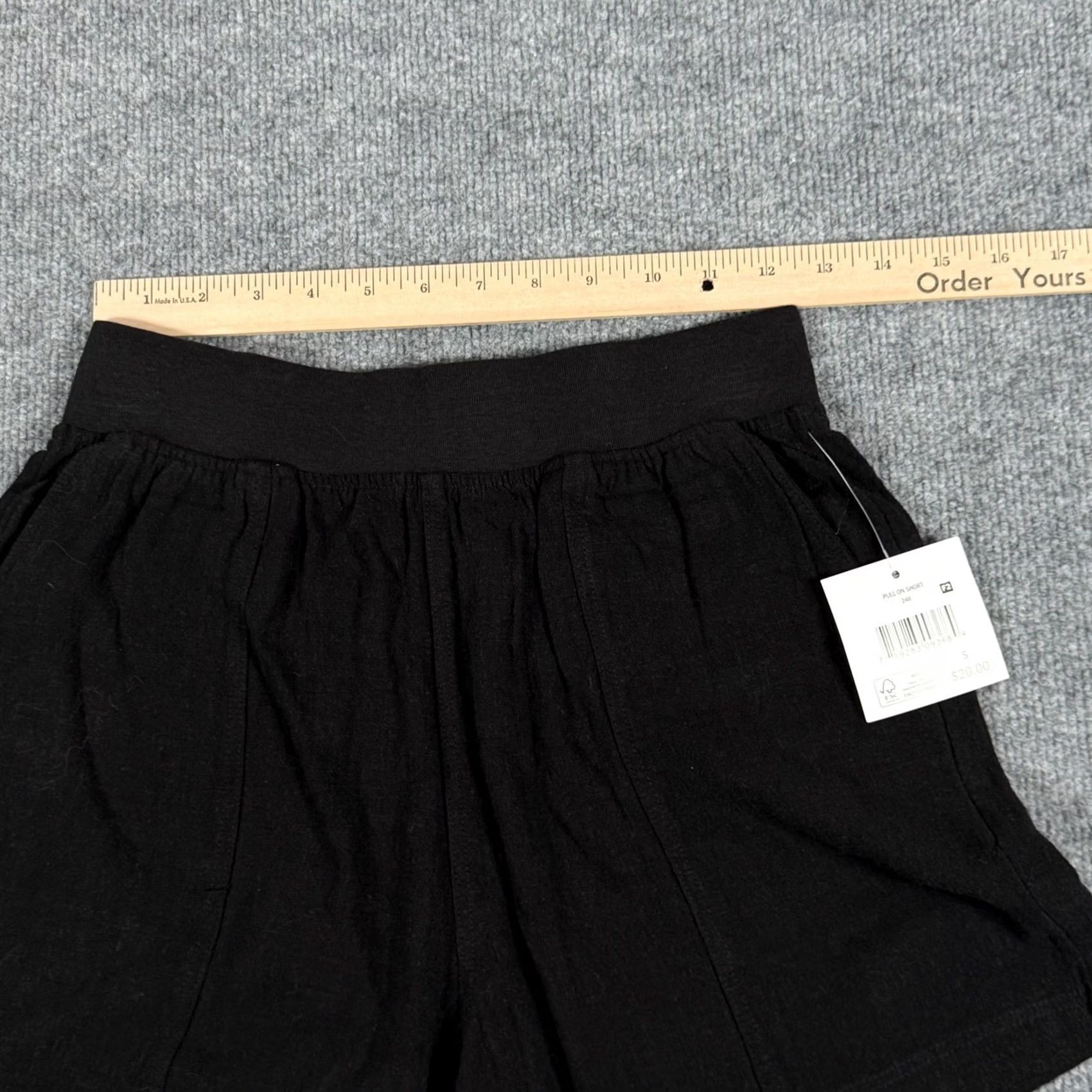 Vintage Falls Creek Pull On Shorts Womens Small Black Linen Blend Casual Lightweight Pockets Size 28" / US 6 / IT 42 - 6 Thumbnail