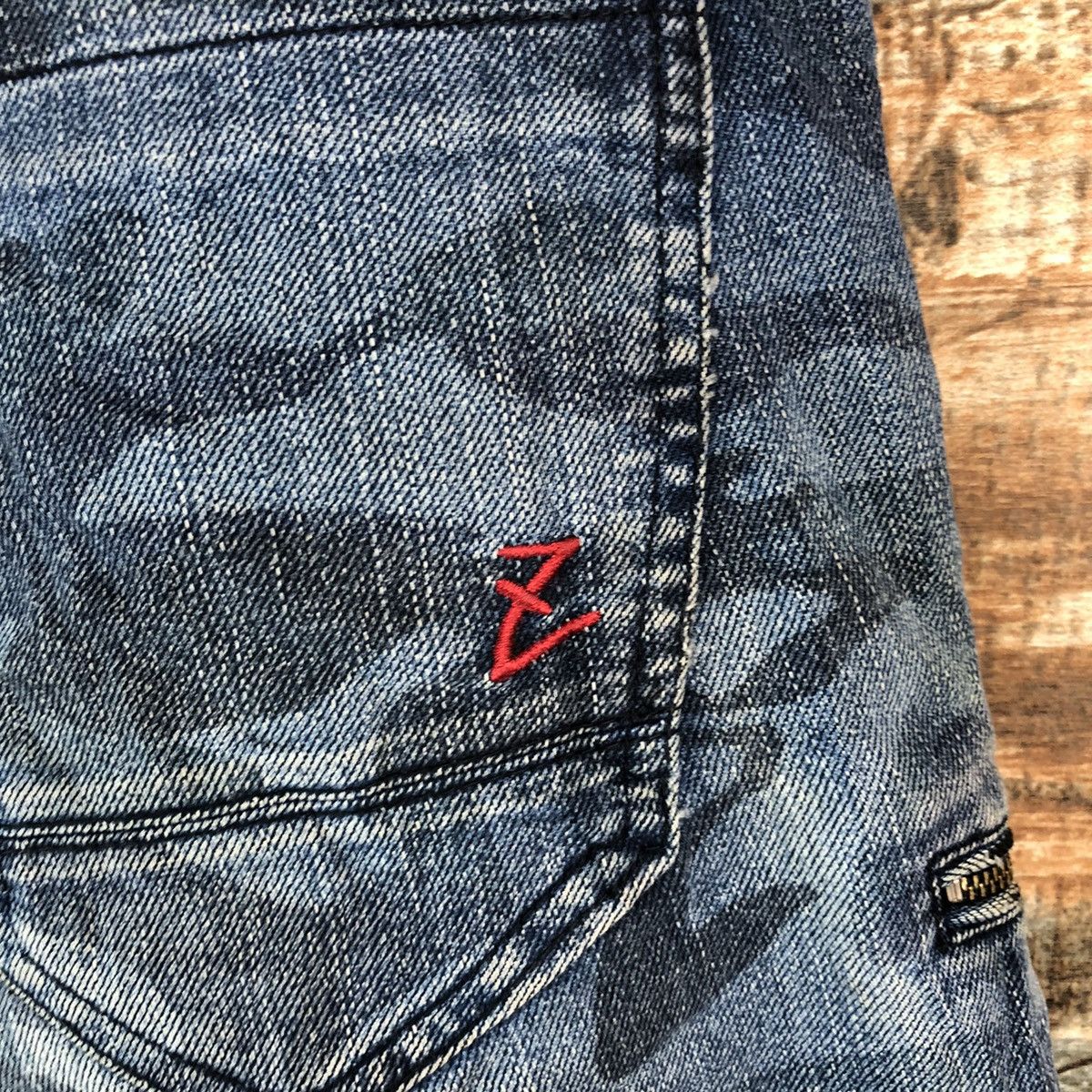 Japanese Brand Z Dragon camo Blue Distressed Denim vintage Pants #A2167 Size US 33 - 22 Thumbnail