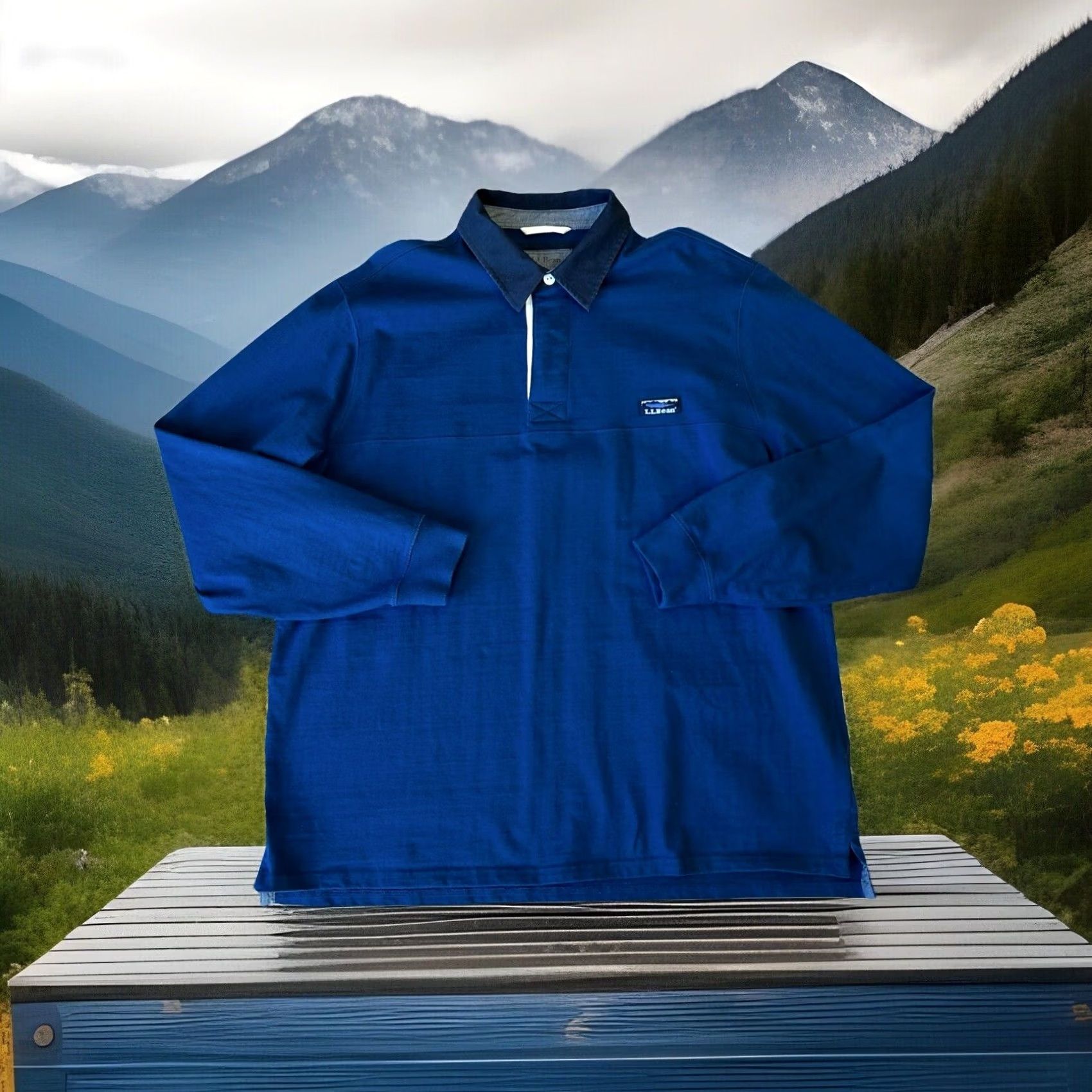 Vintage VINTAGE L.L. Bean Rugby Polo Blue Shirt Long Sleeve Men’s XL-REG Polo Navy Blue Embroidered Logo Casual Outdoor Size US XL / EU 56 / 4 - 2 Thumbnail