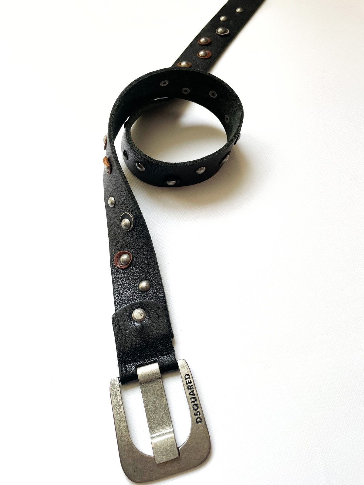 Dsquared2 Vintage Dsquared studded rivets crazy punk leather belt Size ONE SIZE - 3 Thumbnail