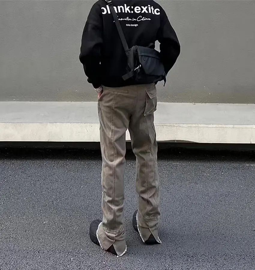 Designer × Japanese Brand Khaki Flared Jeans Y2K Patchwork Size US 32 / EU 48 - 5 Thumbnail