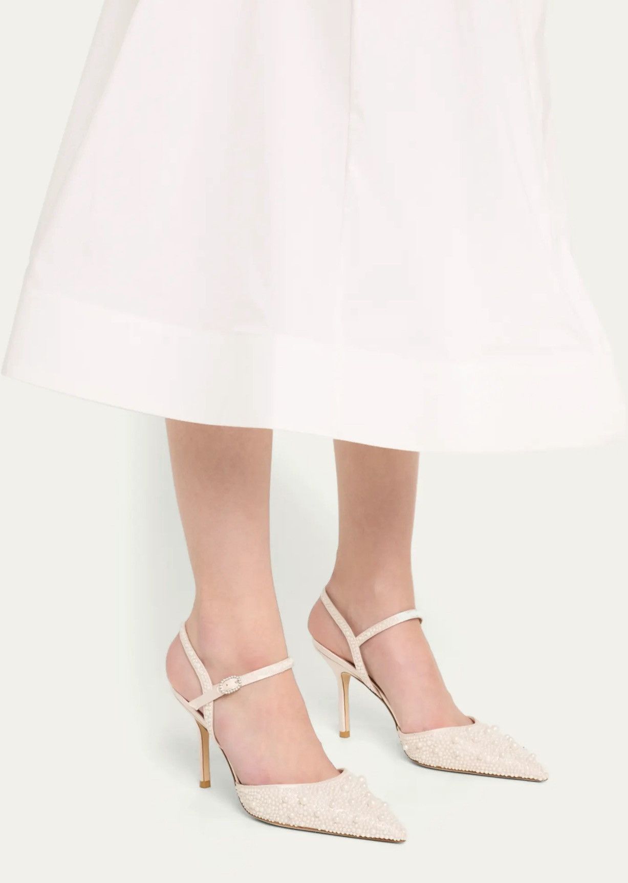 Stuart Weitzman Stuart Weitzman 85MM Pearl-Embellished Satin Pumps size 10 Size US 10 / IT 40 - 2 Thumbnail