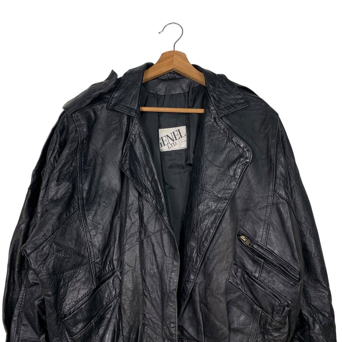 Vintage GENEL England Real Leather Double Collar Jacket #2164-C95 Size US L / EU 52-54 / 3 - 2 Thumbnail