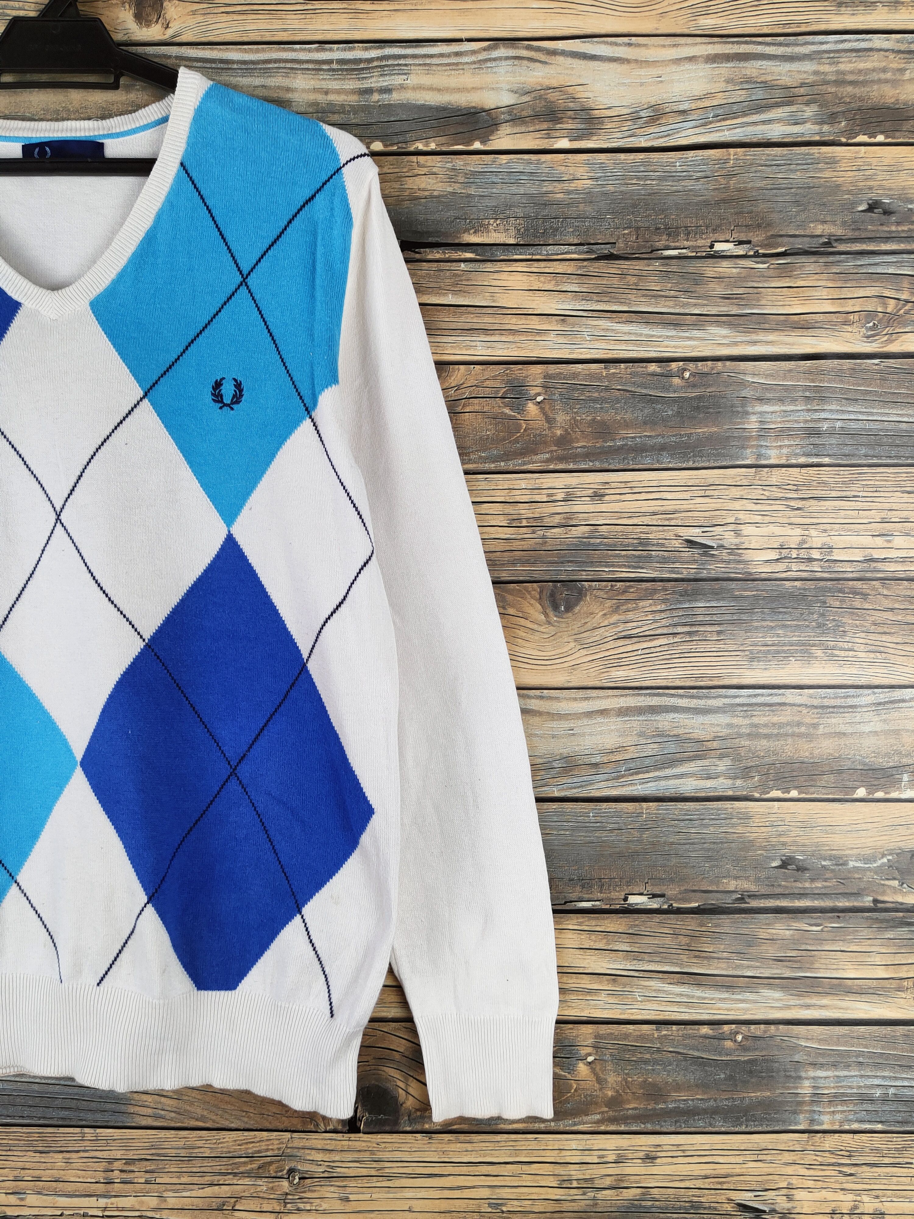 Fred Perry DL Fred Perry White Blue Knitwear Sweatshirts #46-126 Size US S / EU 44-46 / 1 - 6 Thumbnail
