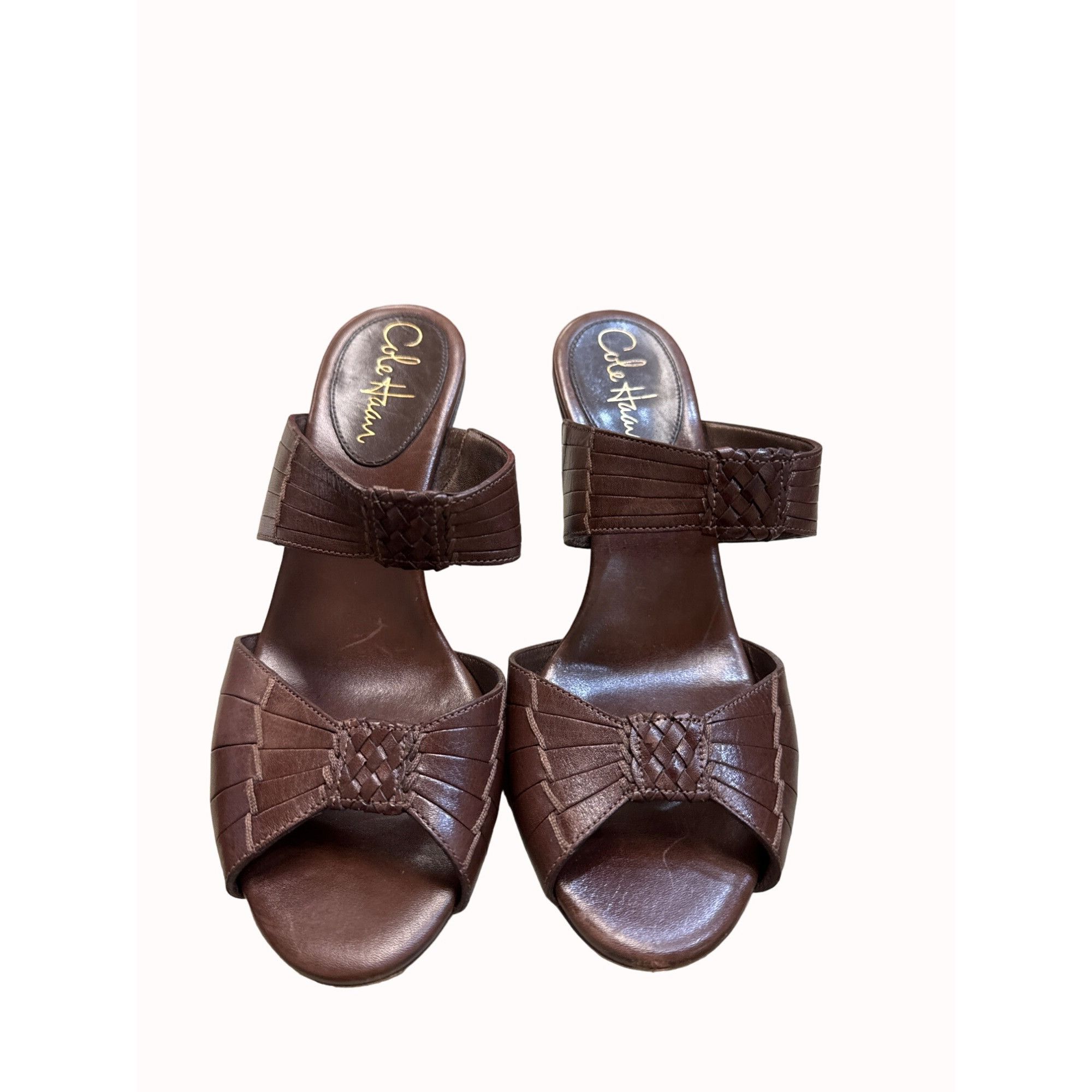 Cole Haan Cole Haan women’s brown leather wedge heels size 7.5B SKU 54 Size US 6 / IT 36 - 1 Thumbnail