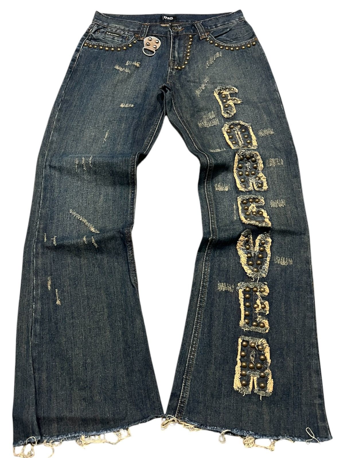 Dolce & Gabbana Dolce Gabbana AW04 ‘Forever’ Studded Denim Size US 29 - 1 Thumbnail