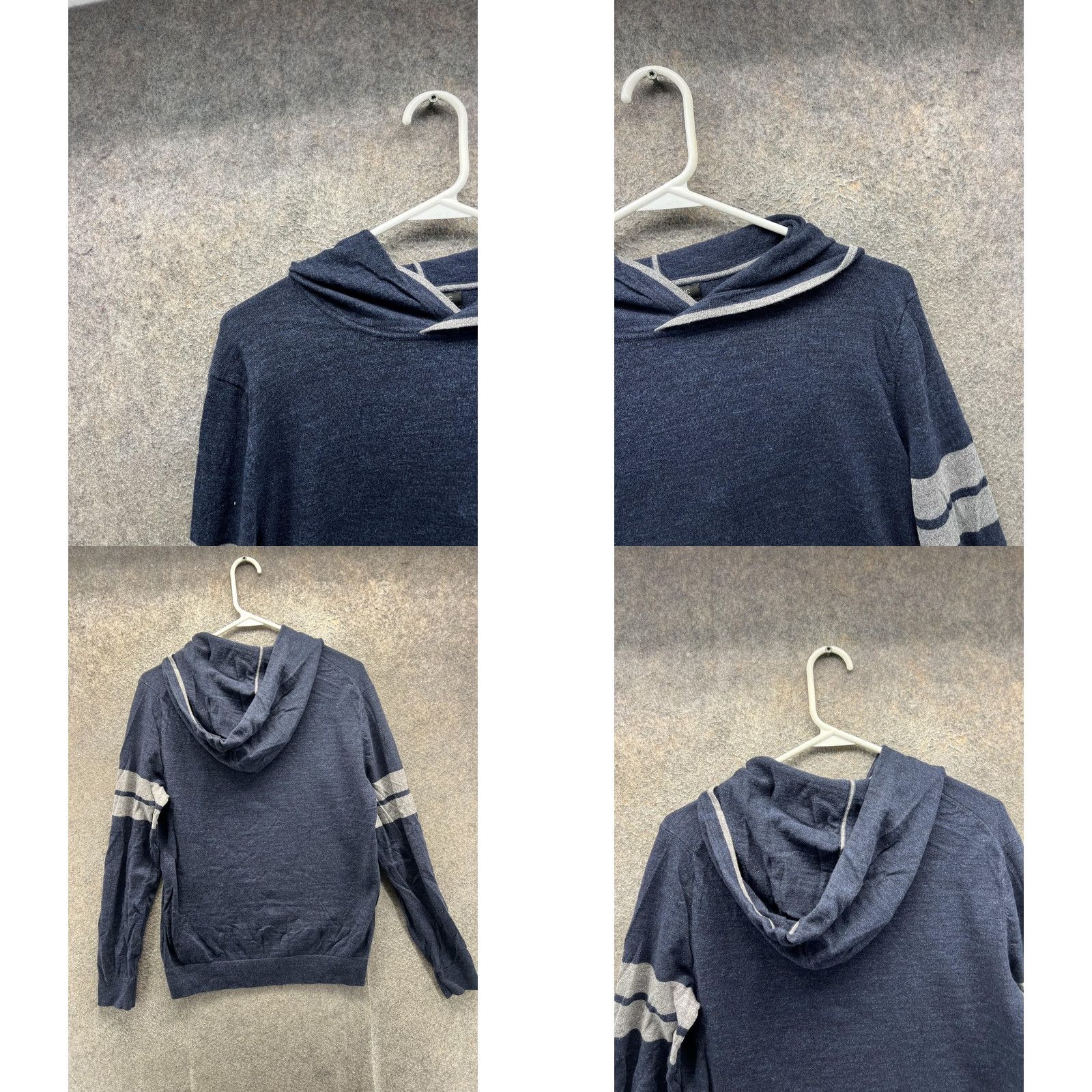 Banana Republic Banana Republic Sweater Mens Medium Blue Organic Cotton Hooded Stripe Knit Size US M / EU 48-50 / 2 - 8 Thumbnail