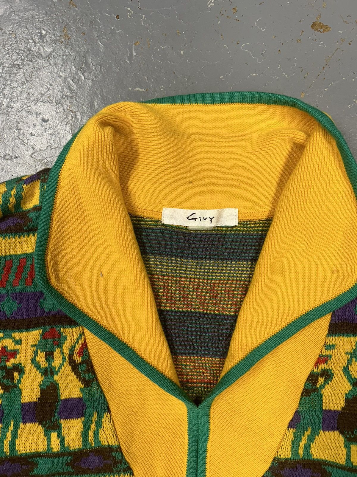 Vintage Crazy Vintage 90s Yellow Knit Pullover Sweatshirt Givy Size US S / EU 44-46 / 1 - 2 Thumbnail