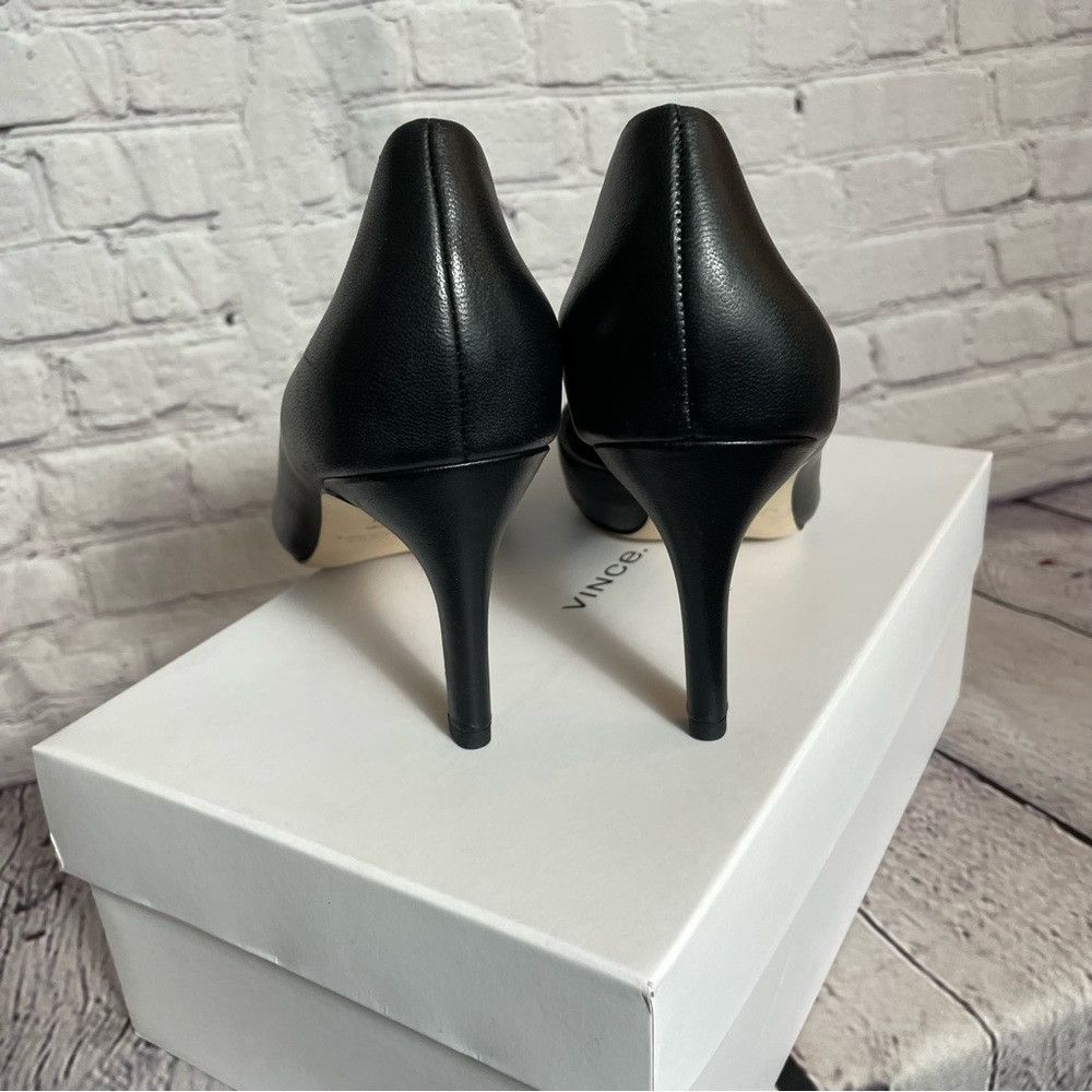 Vince New Vince Tiana Square Toe Black Leather Pump Size 8.5 Size US 8.5 / IT 38.5 - 4 Thumbnail