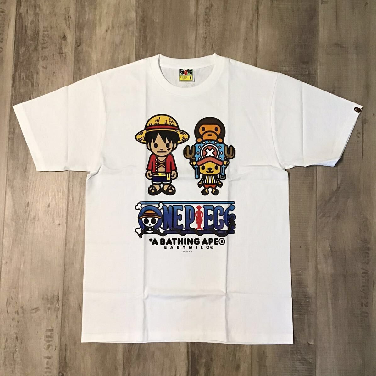 image of Bape × One Piece Luffy & Chopper Milo T-Shirt A Bathing Ape in White, Men's (Size Medium)