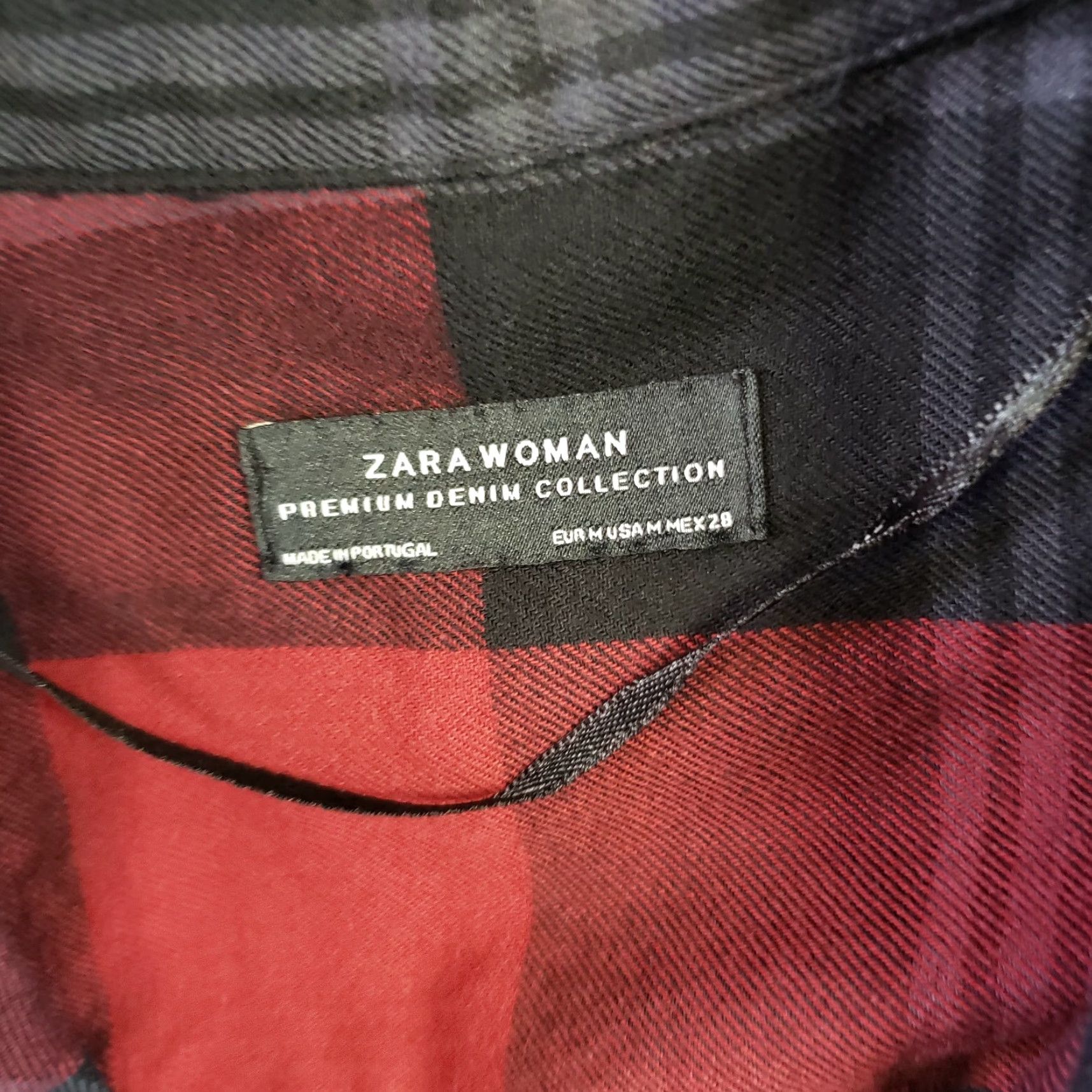 Zara Zara Womens Top Blouse Plaid Button Front Long Sleeve Size M Black Red Cotton Shirt Womens Size M / US 6-8 / IT 42-44 - 5 Thumbnail