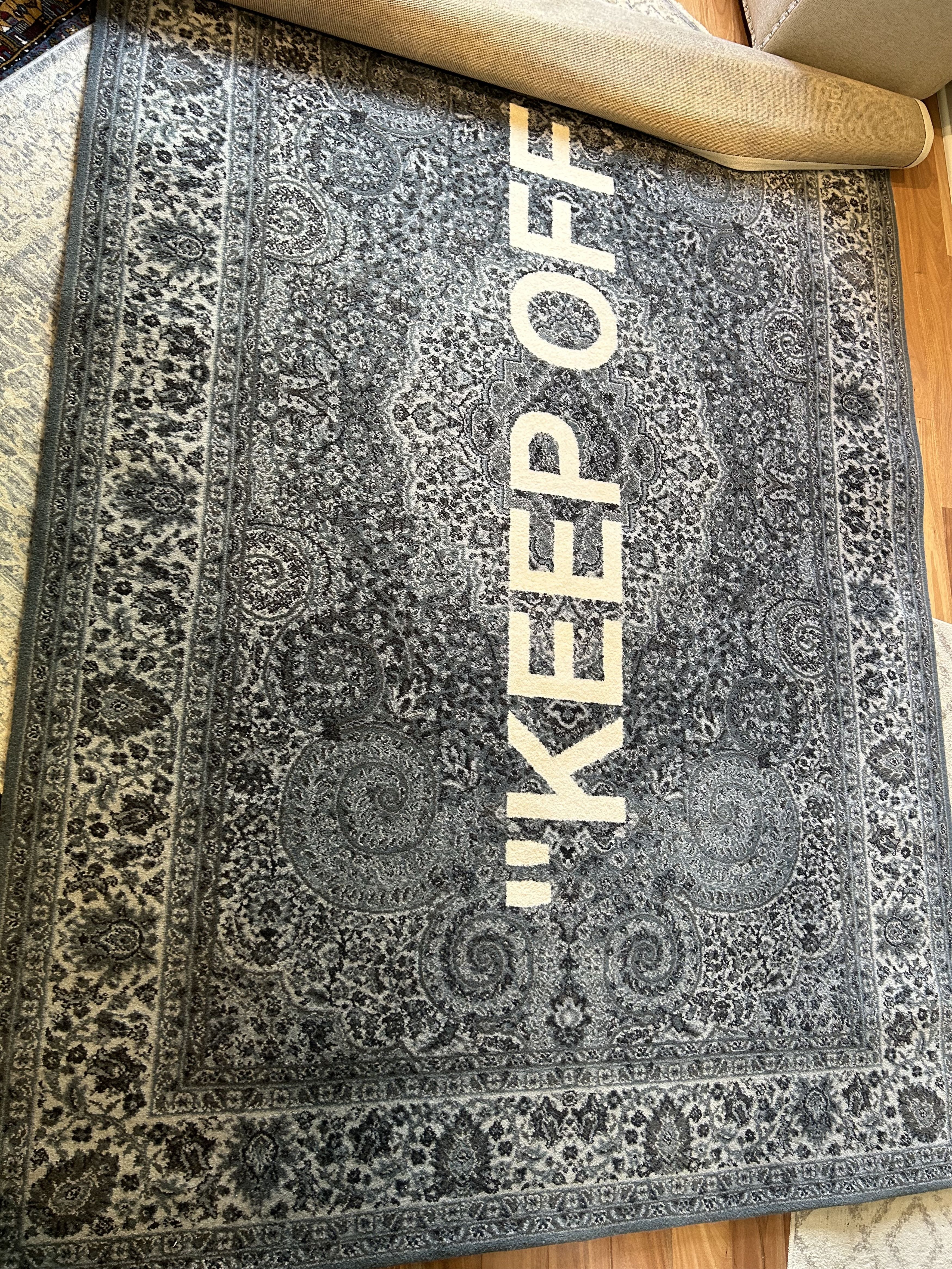 Pre-owned Ikea X Off White "keep Off" Rug In Blue/grey/white