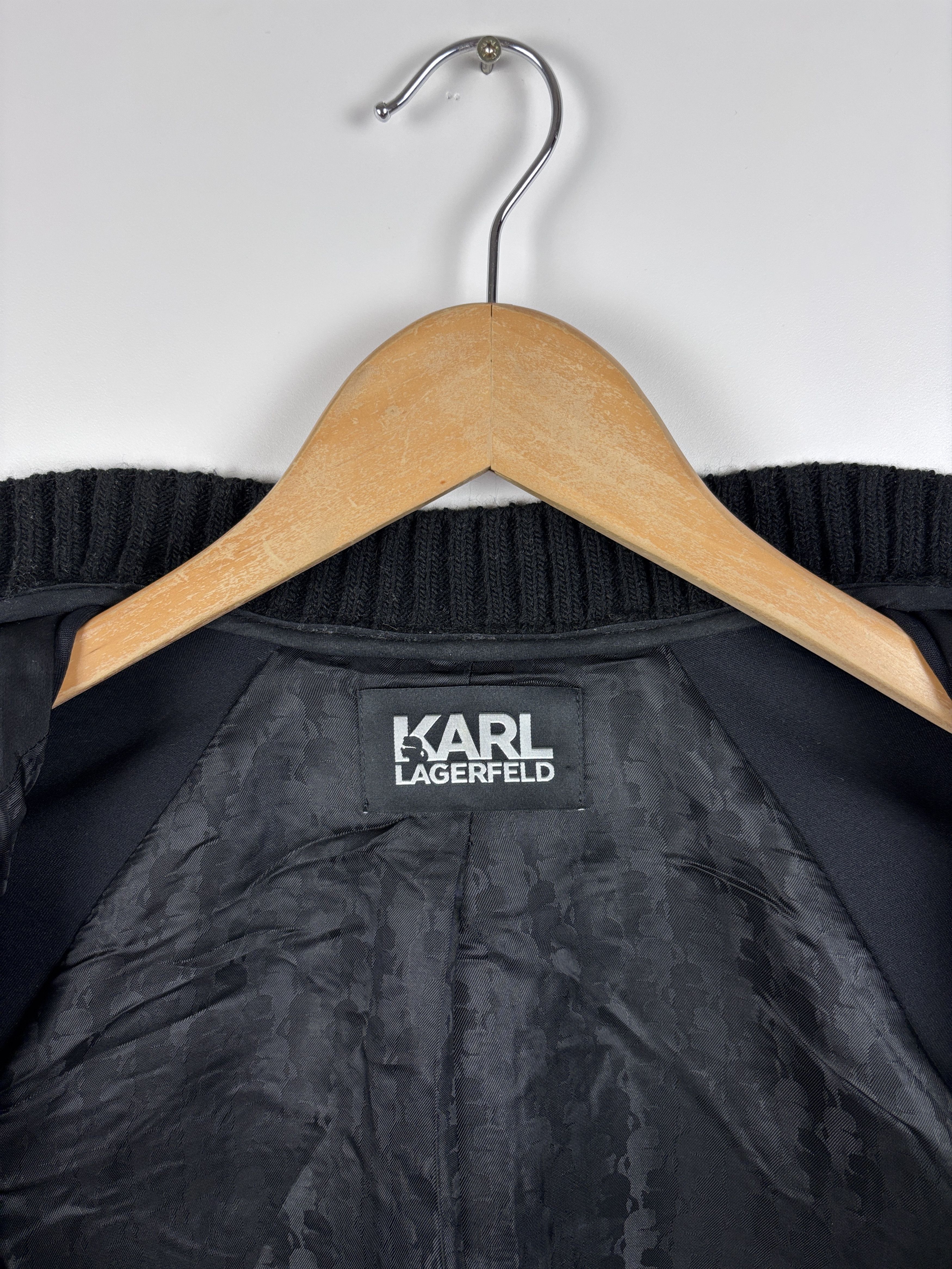 Karl Lagerfeld Womens Karl Lagerfeld Zip Bomber Jacket Black Size EU 34 Size M / US 6-8 / IT 42-44 - 7 Thumbnail