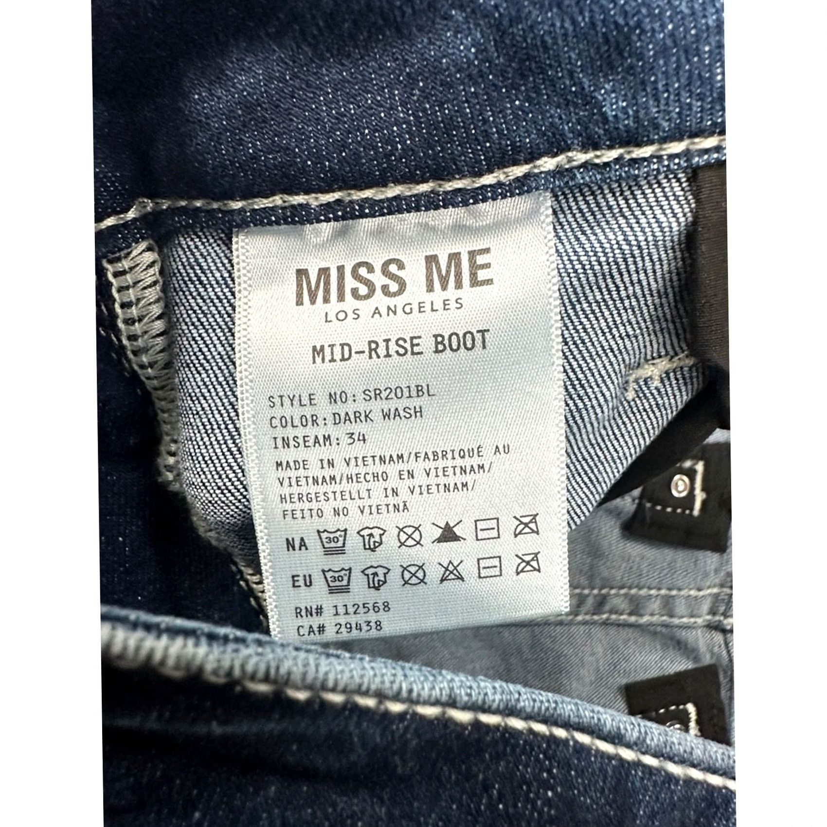 Miss Me Miss Me Bootcut Jeans 29x34 Dreamcatcher Embellished Dark Wash Women Size 29" - 7 Thumbnail