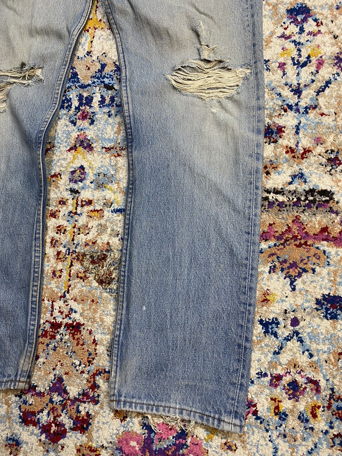 Levi's × Vintage 60's Levis Destroyed Washed Blue Rindem Jeans Size US 30 / EU 46 - 10 Thumbnail