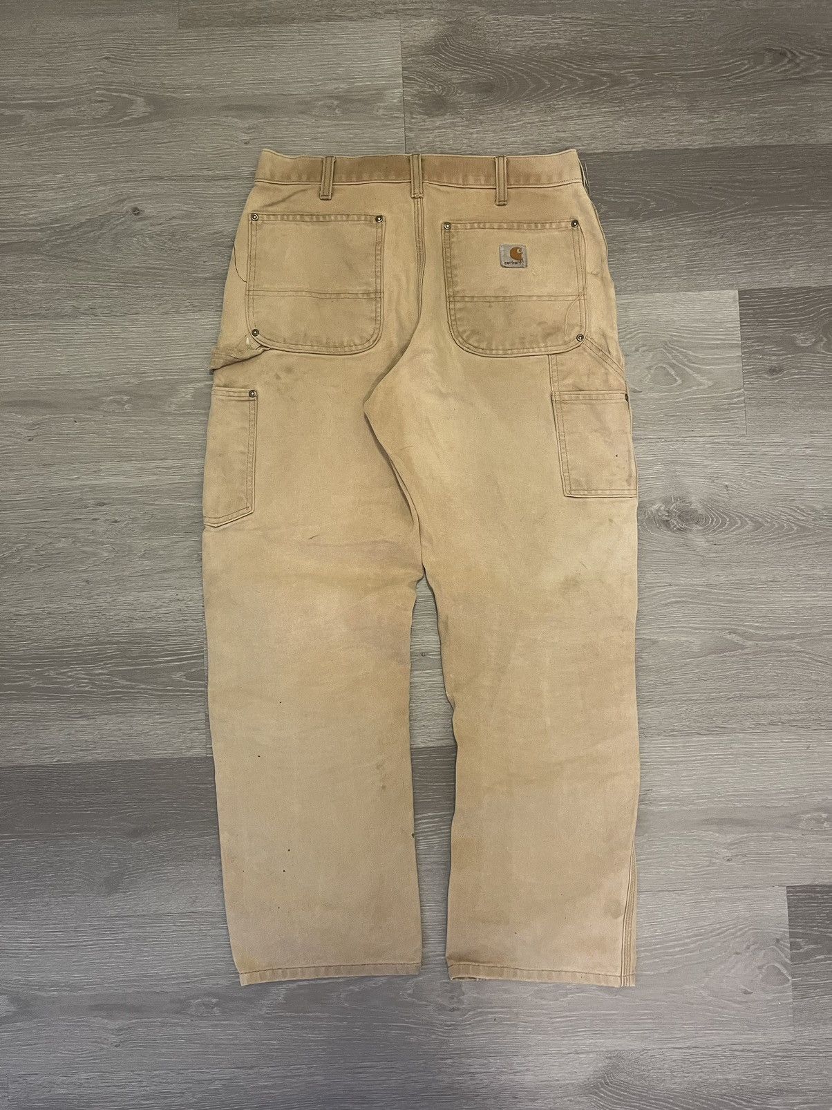 Vintage 90s Carhartt Tan Distressed Double Knee Pants sale