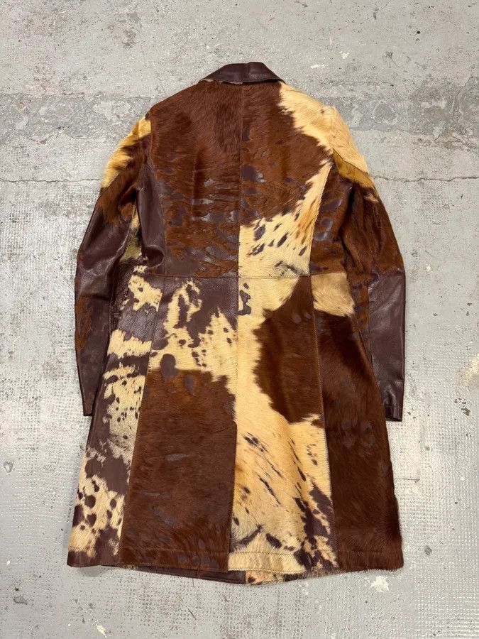 Designer × Just Cavalli × Vintage AW2004 Cavalli Cowhide Pony Hair Trench Brown Leather Jacket Size M / US 6-8 / IT 42-44 - 3 Thumbnail
