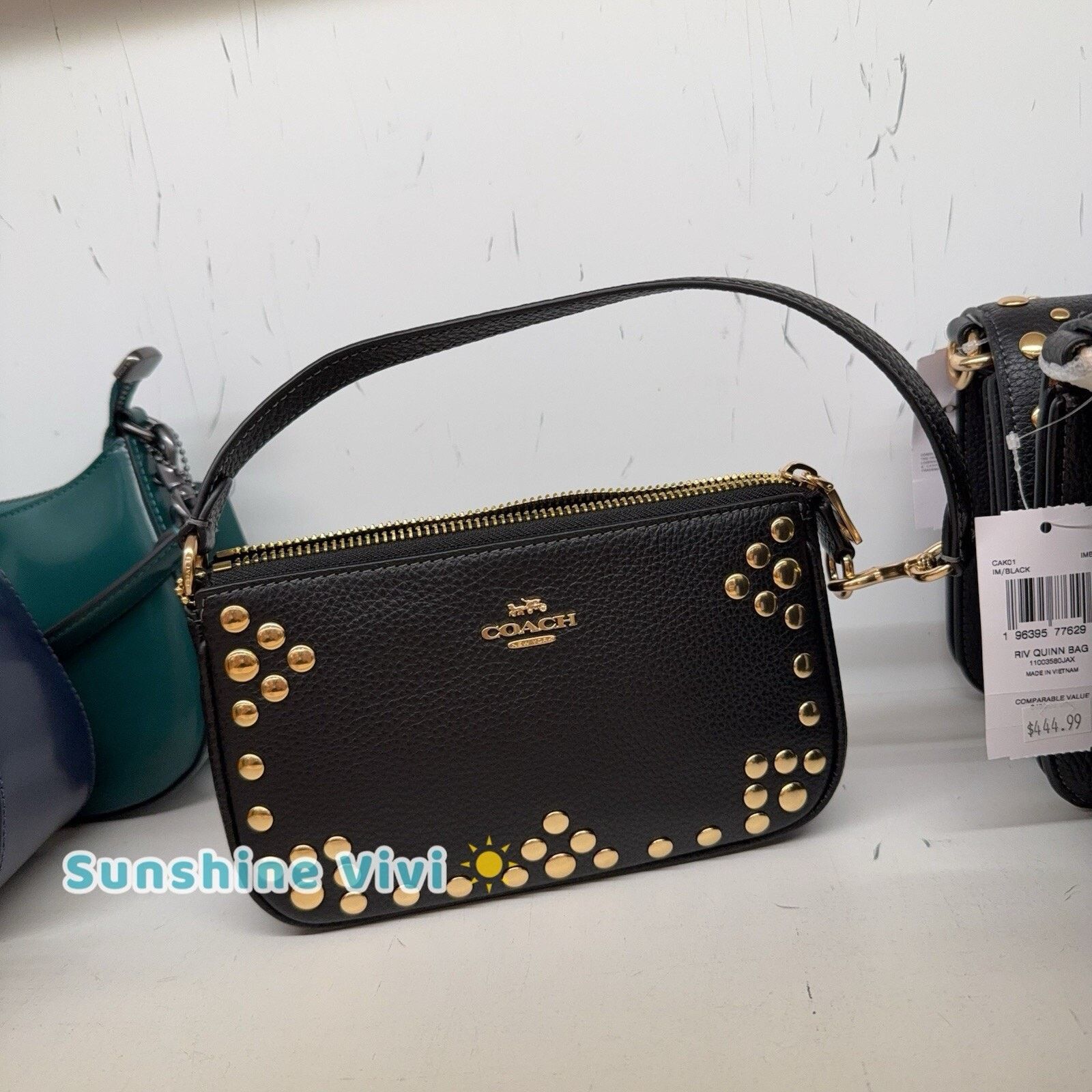 Coach NWT COACH Nolita Rivers 19 Wristlet Leather Gold/Black CAQ17 Size ONE SIZE - 1 Thumbnail