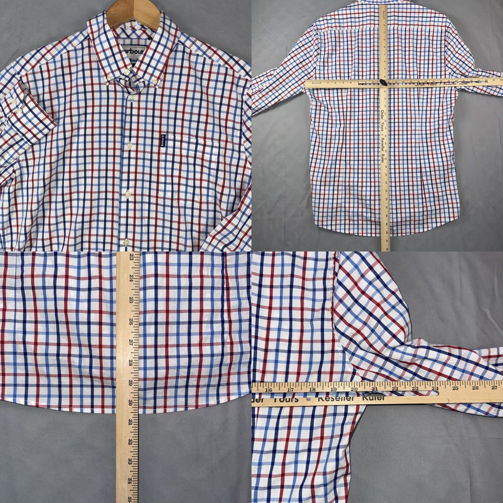 Barbour Barbour Shirt Mens Medium White Red Blue Check Button Front Long Sleeve Size US M / EU 48-50 / 2 - 8 Thumbnail