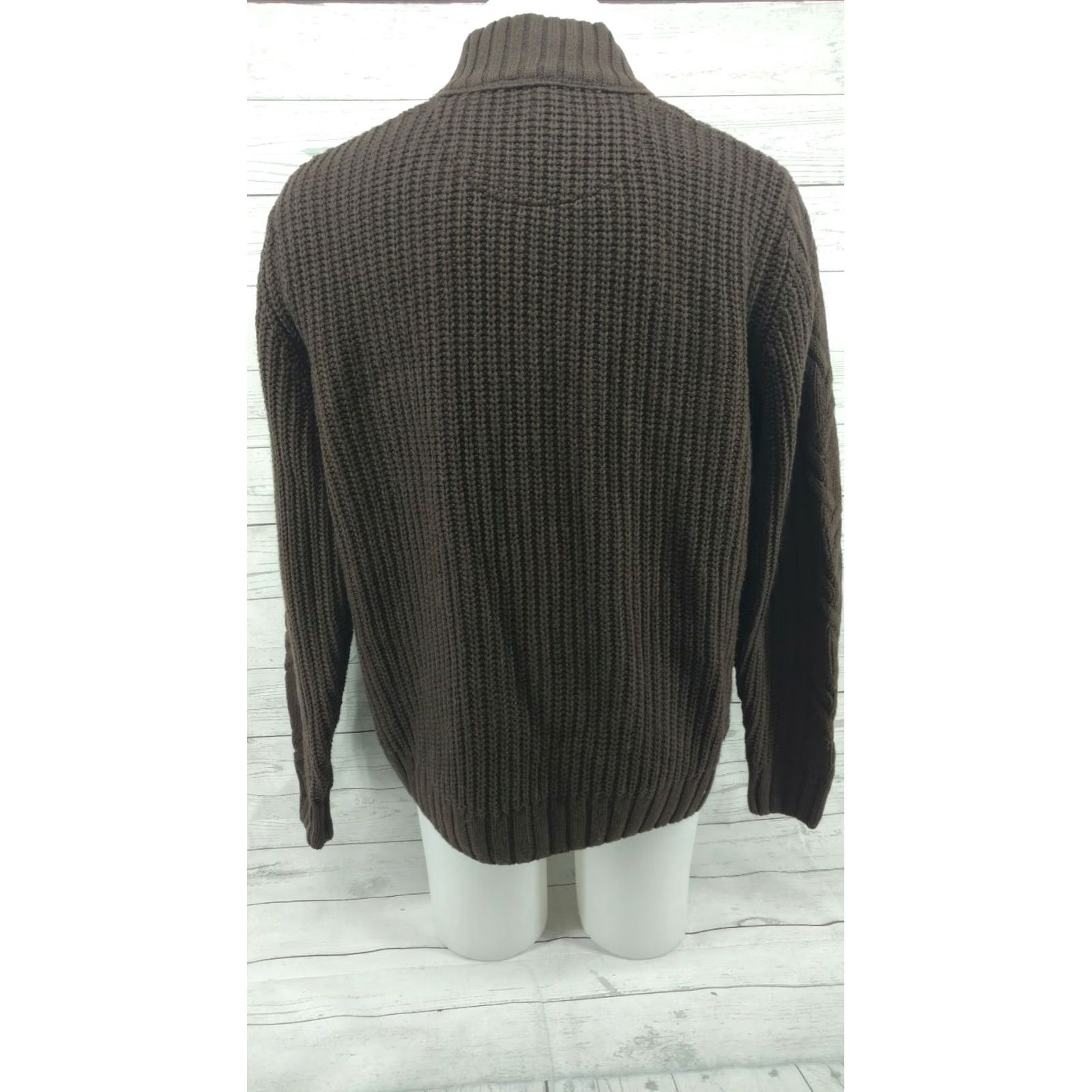 Vintage CABELAS Men's Sweater Cable Knit Brown Mock Neck Outdoor Large Shirt Men Size US L / EU 52-54 / 3 - 7 Thumbnail