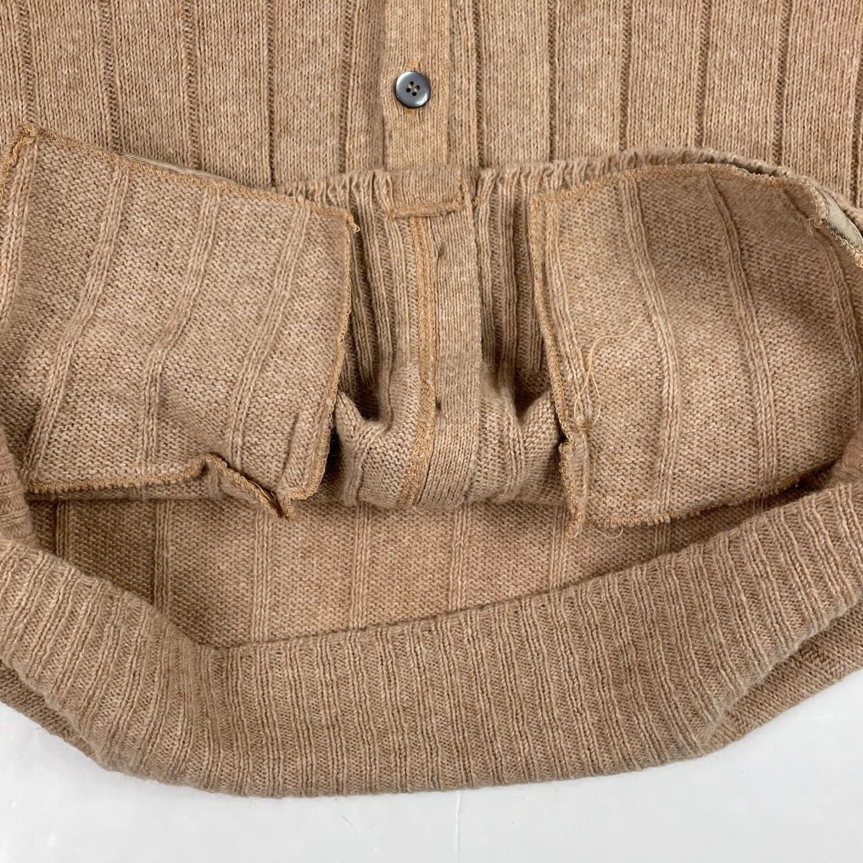 Vintage VINTAGE Lahman Cardigan Sweater Mens Large Beige Lambs Wool 90s Grunge Preppy Cardigan Size US L / EU 52-54 / 3 - 7 Thumbnail