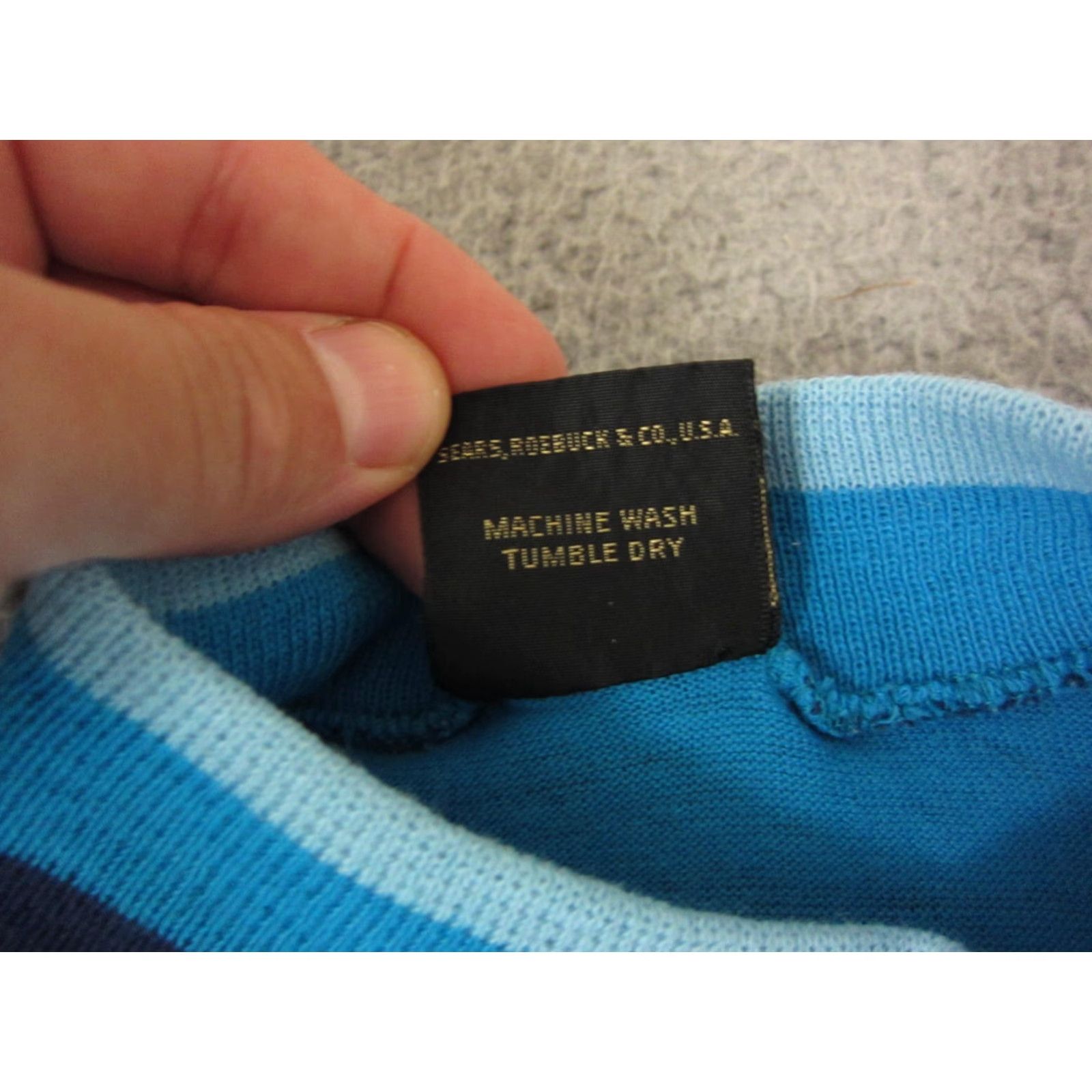 Sears VINTAGE Sears Sweater Womens Size 16 Blue Pullover Crew Neck Knit Regular Sweatshirt 70s Casual Mens Womens Boys Girls Size XXL / US 16-18 / IT 52-54 - 5 Thumbnail