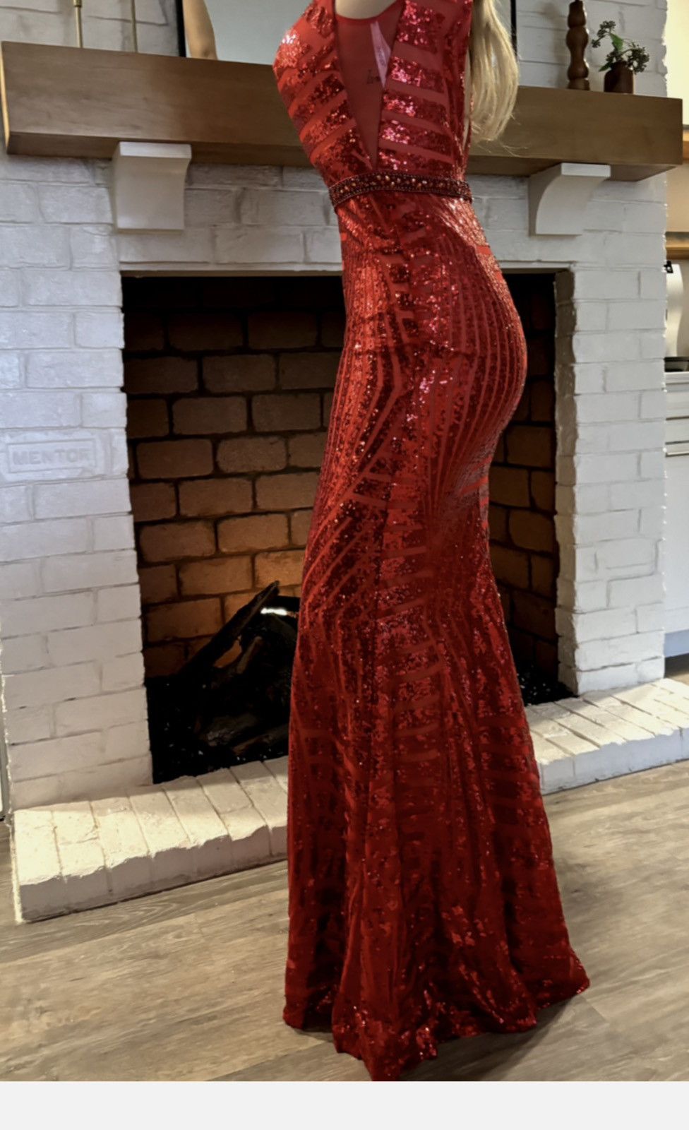 Other Red JVN by Jovani Prom Dress/Gown With Mesh Inserts NWT 8 Size M / US 6-8 / IT 42-44 - 2 Thumbnail