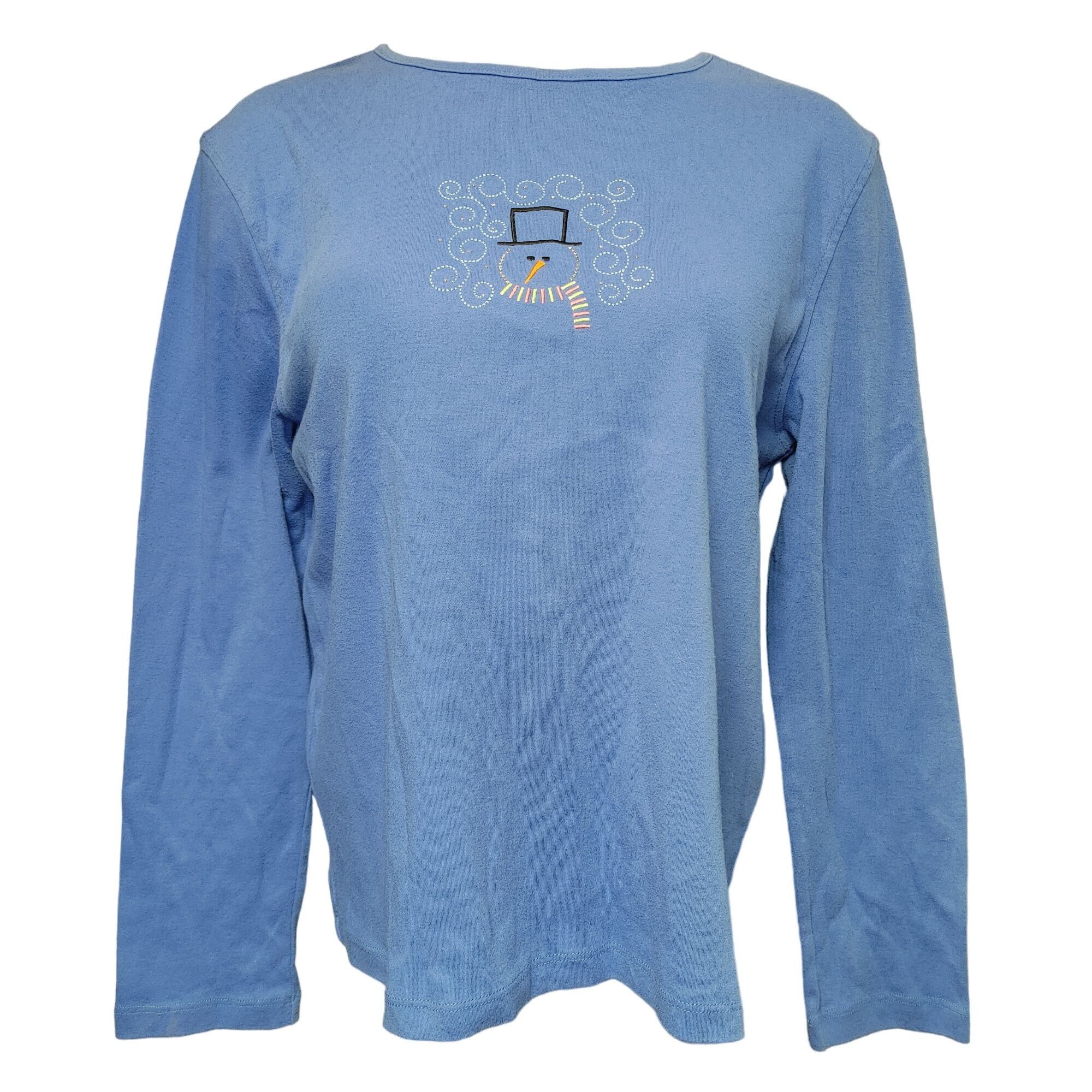 Other Callan & Co Women's Light Blue Embroidered Snowman Top XL Size XL / US 12-14 / IT 48-50 - 1 Thumbnail