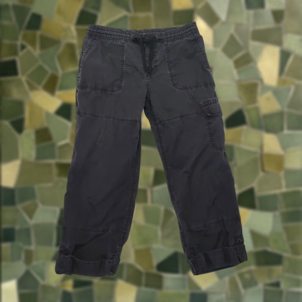 Liz Claiborne VINTAGE Liz Claiborne Black Cotton Cargo Crop Pants 10 Women 90s Casual Cargo Pants Mens Womens Girls Size 32" / US 10 / IT 46 - 1 Thumbnail