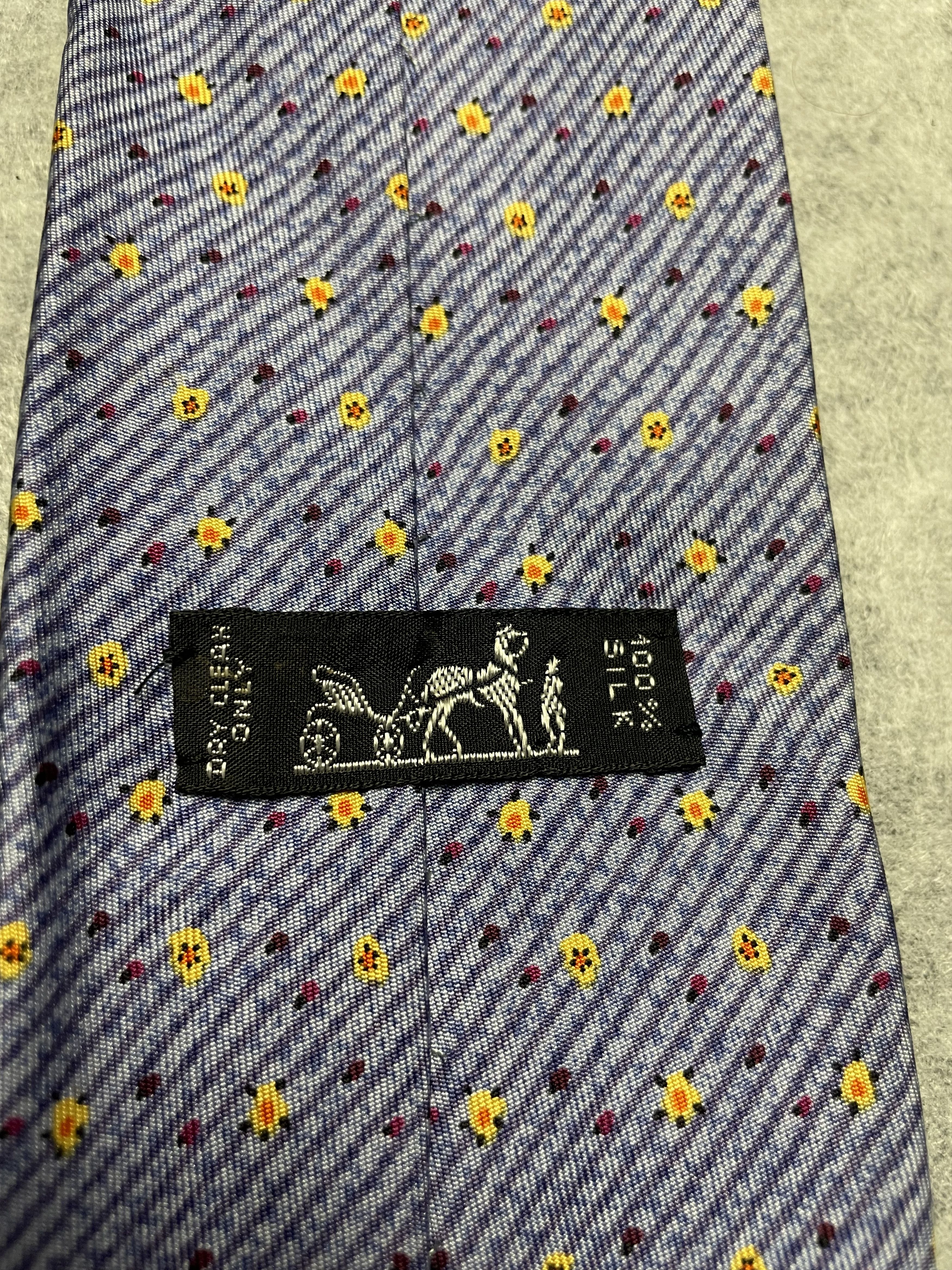 Hermes HERMES Paris 7945 MA Blue Strip Print Silk Tie Size ONE SIZE - 7 Thumbnail