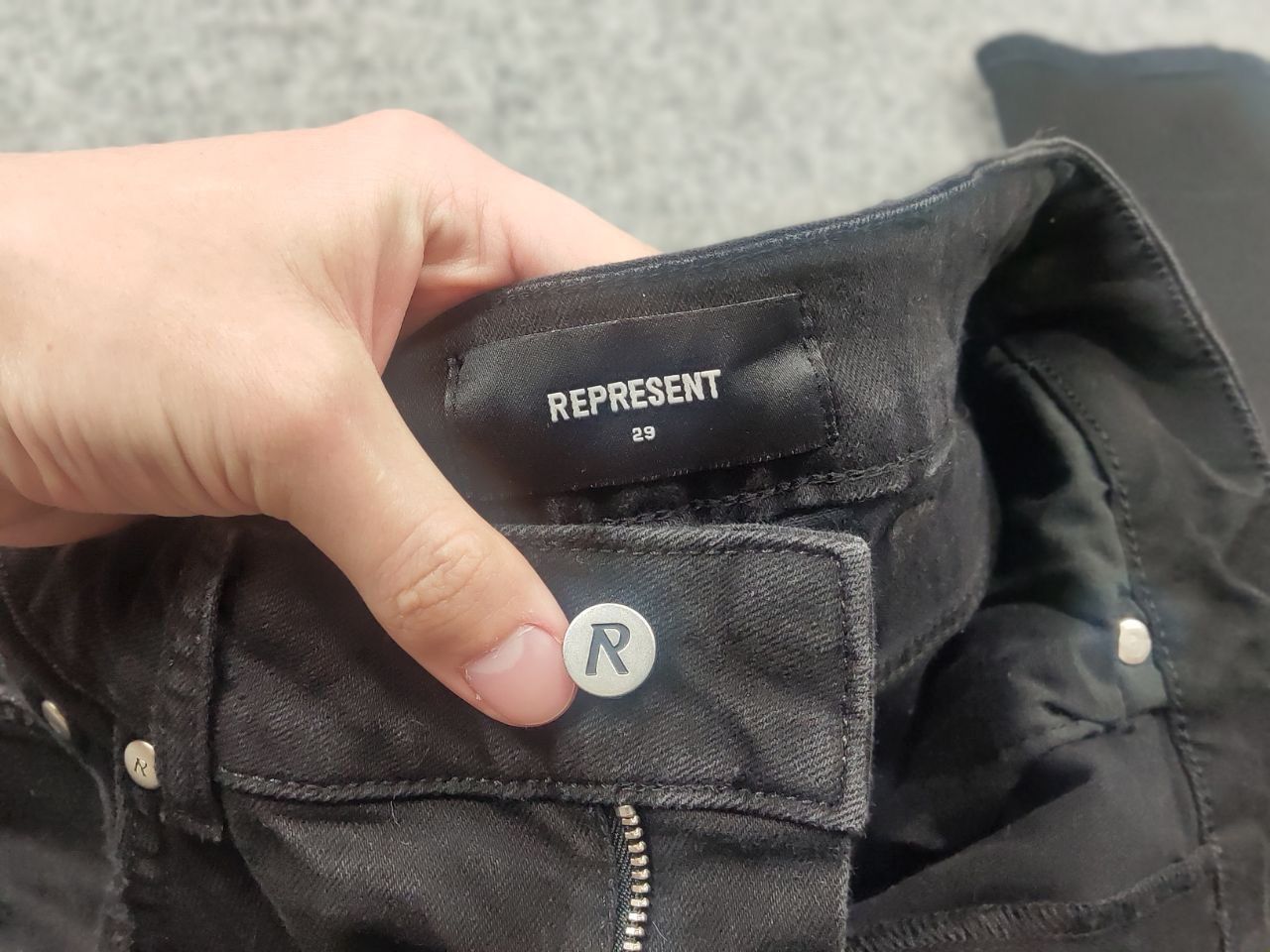 Represent Clo. Represent Destroyer Denim Black Fabric Faded Slim Fit Jeans Size US 29 - 11 Thumbnail