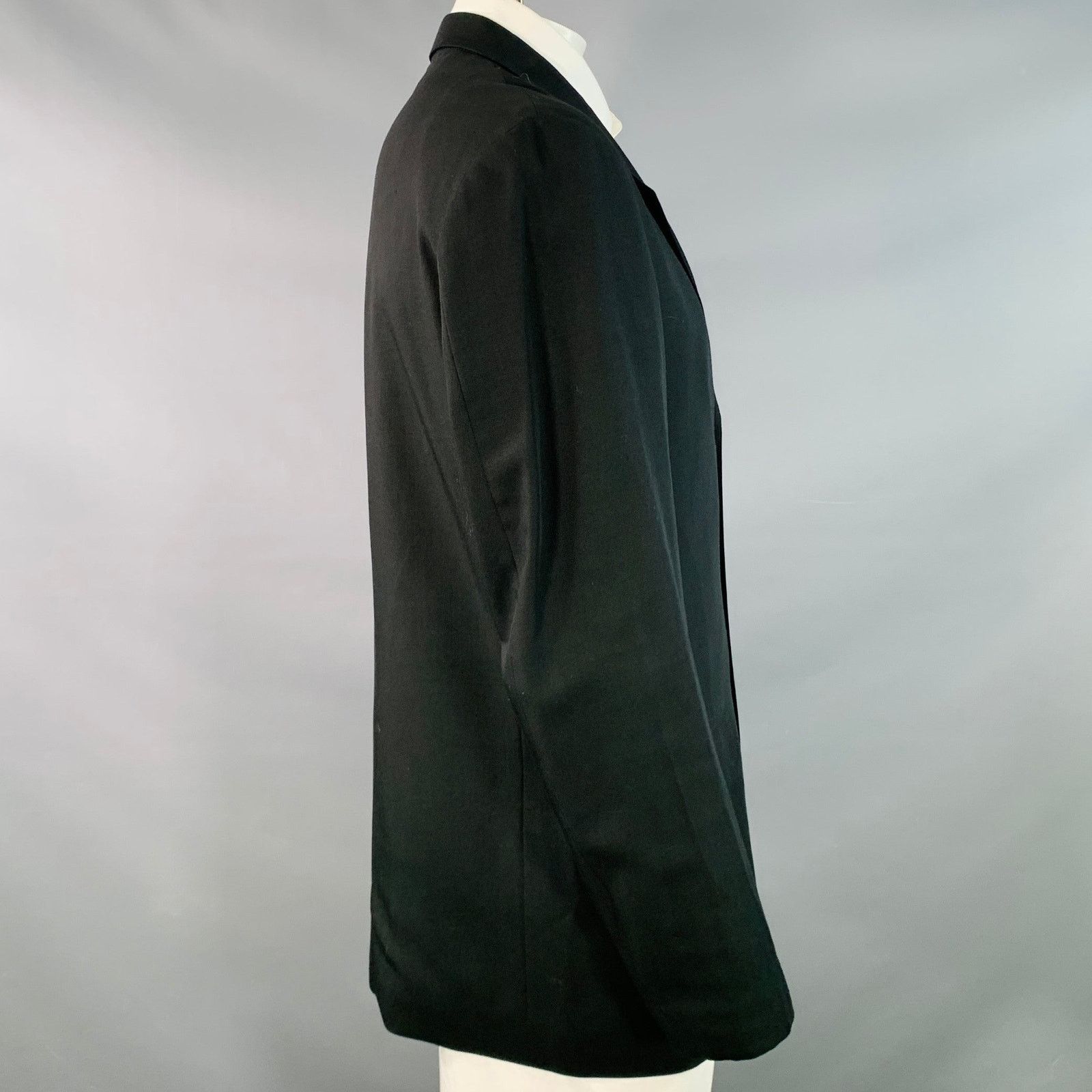 Issey Miyake ISSEY MIYAKE Size L Black Twill Wool Notch Lapel Sport Coat Size 44R - 2 Thumbnail