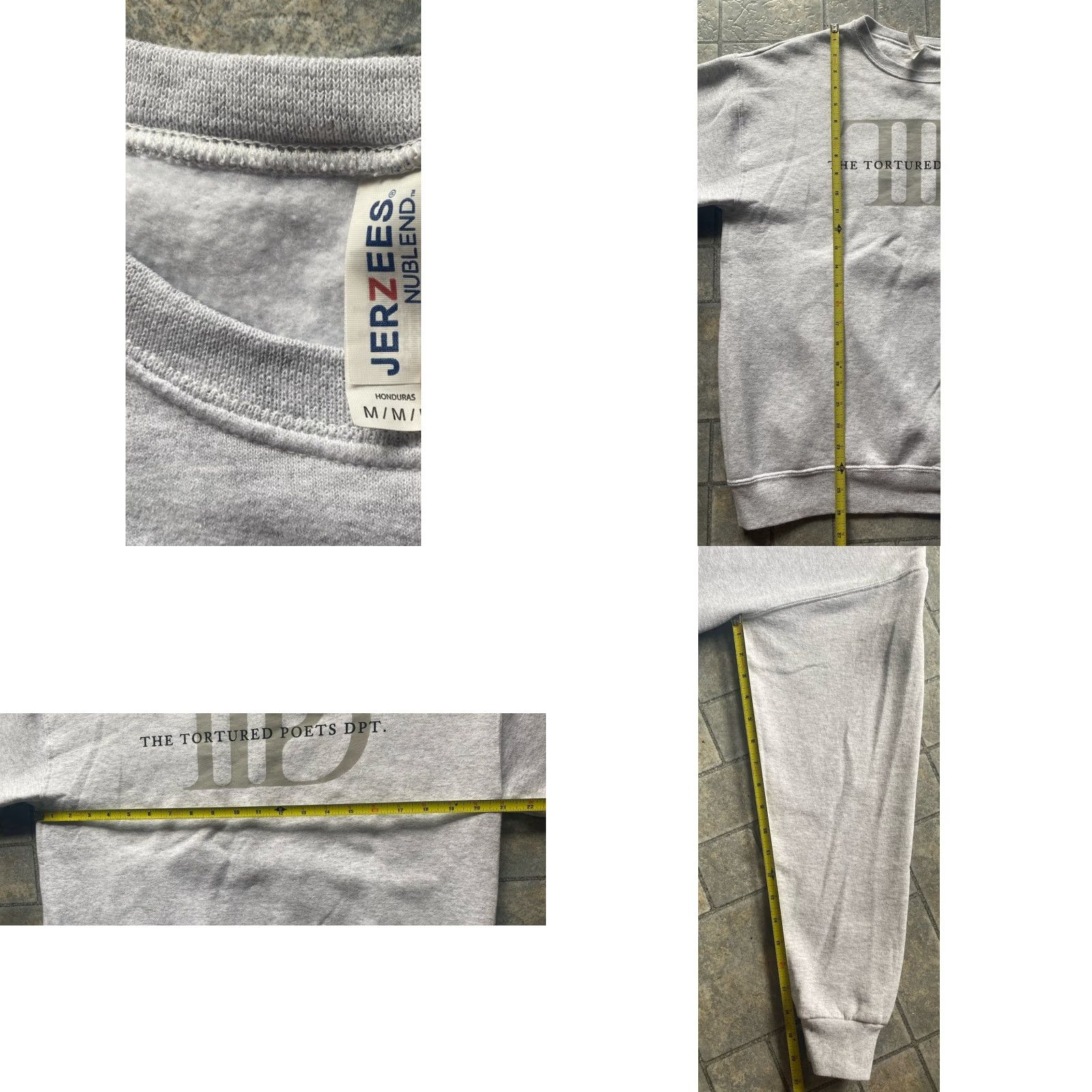 Jerzees Tortured Poets Sweatshirt Crewneck Gray Mens M Taylor Swift The Manuscript JERZEES Sweatshirt Pullover Long Sleeve Size US M / EU 48-50 / 2 - 8 Thumbnail
