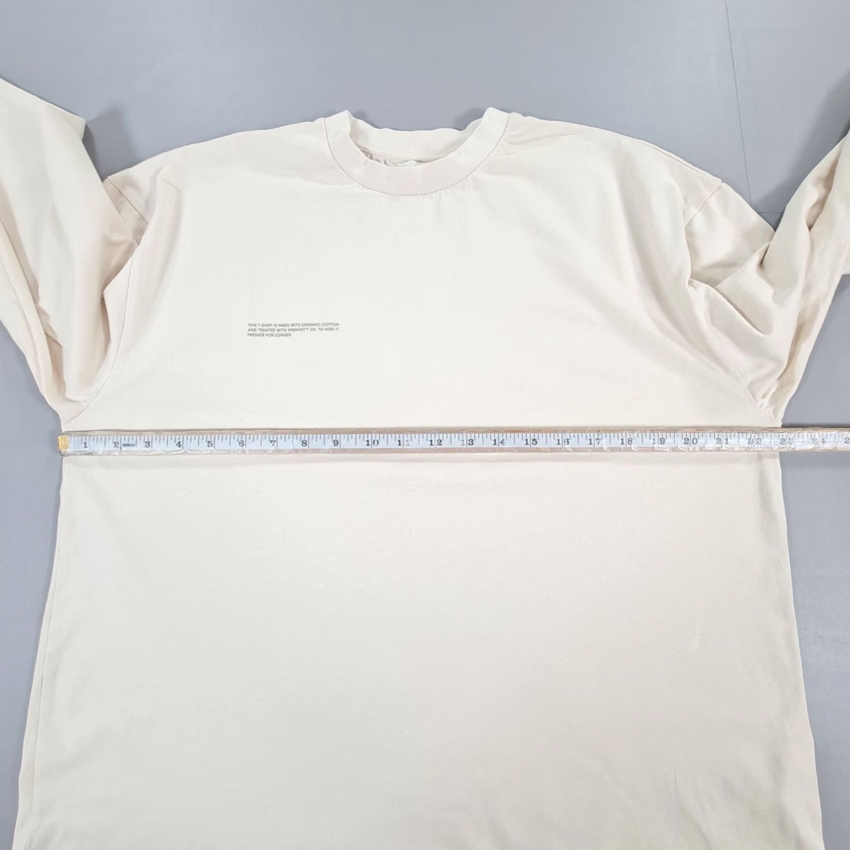 Pangaia Pangaia T-Shirt Mens Small Beige Cotton Crew Neck Long Sleeve Jersey Shirt Mini Boxy Fit Size US S / EU 44-46 / 1 - 5 Thumbnail