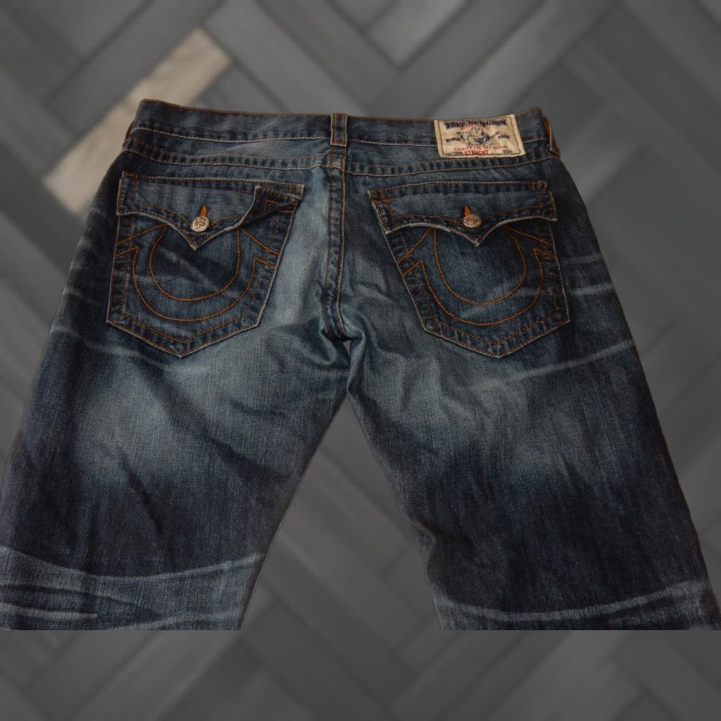 True Religion True Religion Jeans Men's Denim 36x34 Straight Flap Pocket Blue Distressed N/A Size US 36 / EU 52 - 1 Thumbnail