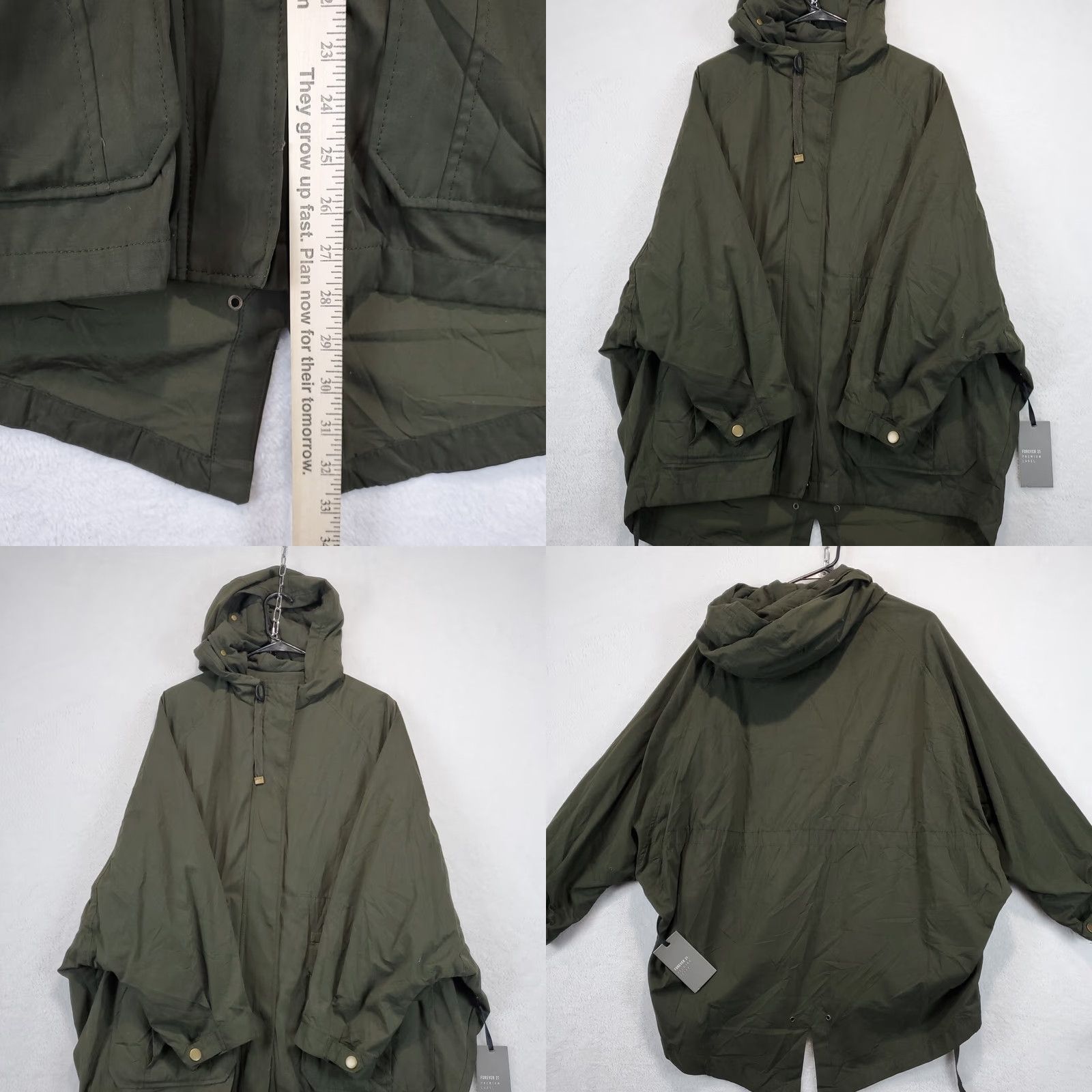 Forever 21 FOREVER 21 Olive Green Military Jacket Women's L Hooded Gorpcore Casual Travel Workwear Military Jacket Size L / US 10 / IT 46 - 8 Thumbnail