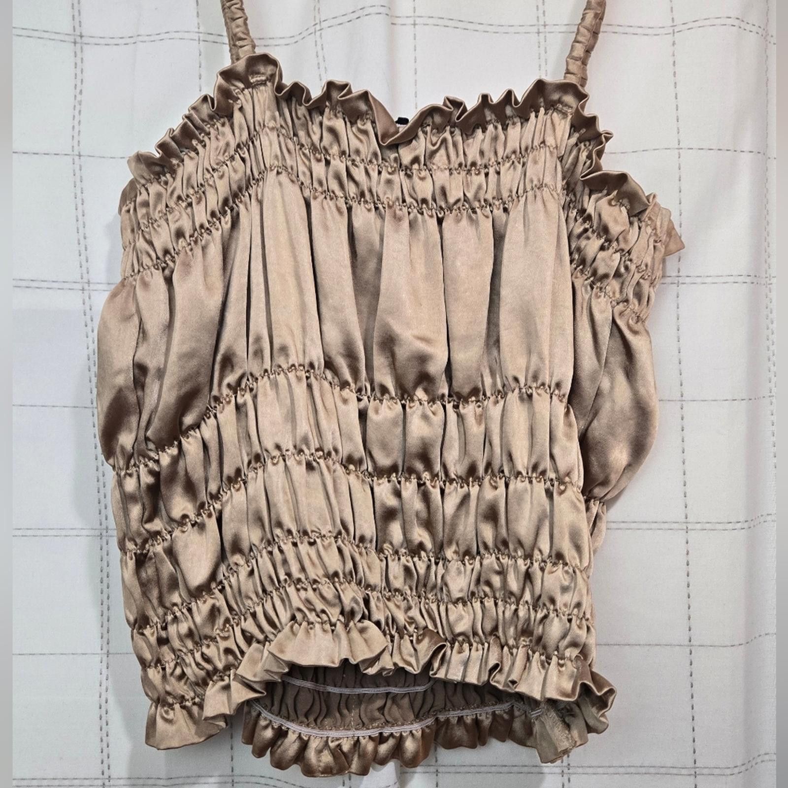 Other Line & Dot "Dolly" Smocked Satin Top Size L / US 10 / IT 46 - 6 Thumbnail