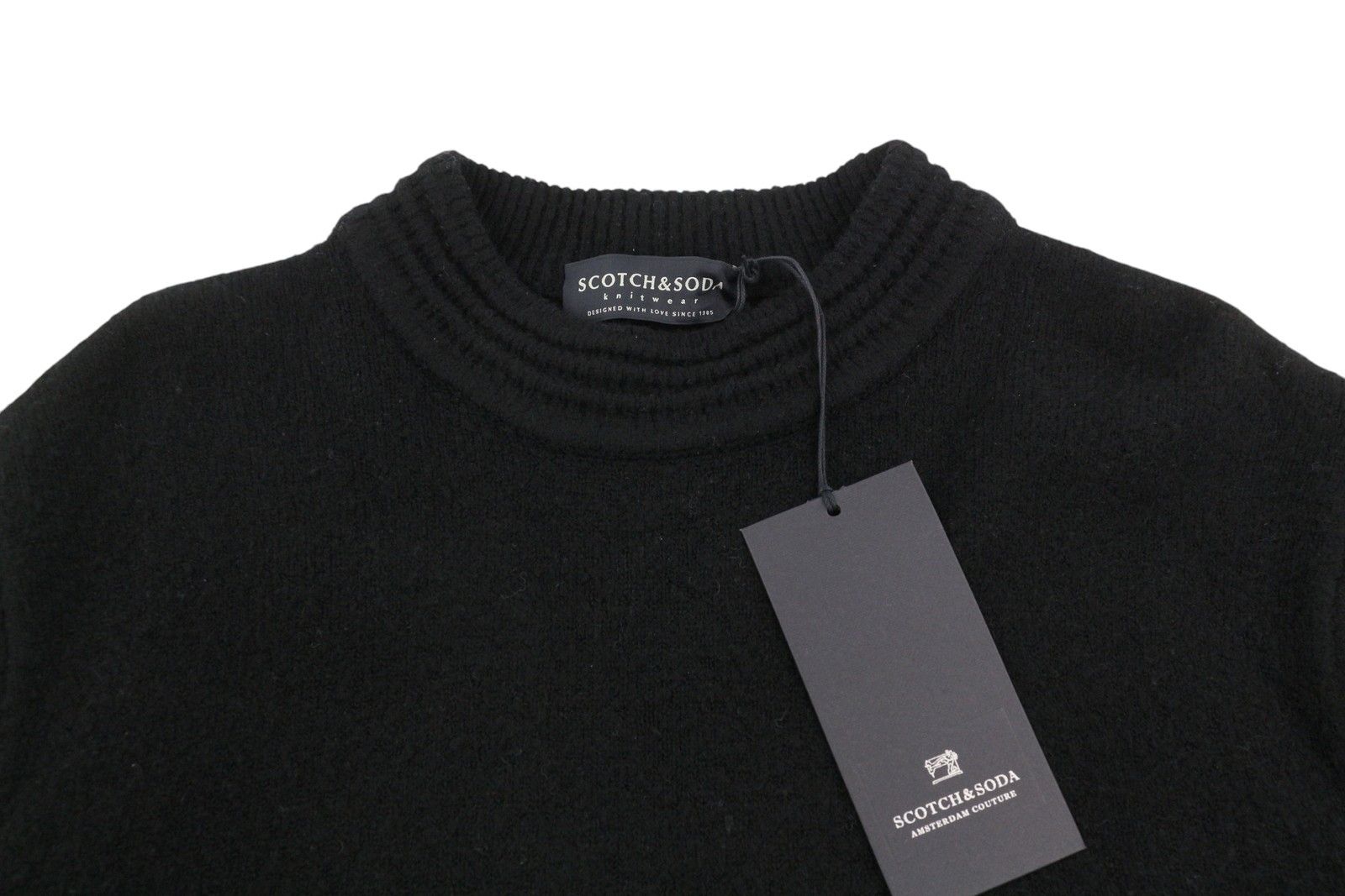 Scotch & Soda L Black Tight-Knit Mock Neck Jumper 88568 Size US L / EU 52-54 / 3 - 4 Thumbnail