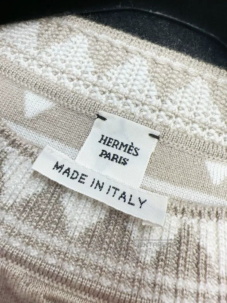 Hermes Hermes Khaki Color Geometric Pattern Relief Knit Sweater T Size XXS / US 00 / IT 34 - 4 Thumbnail