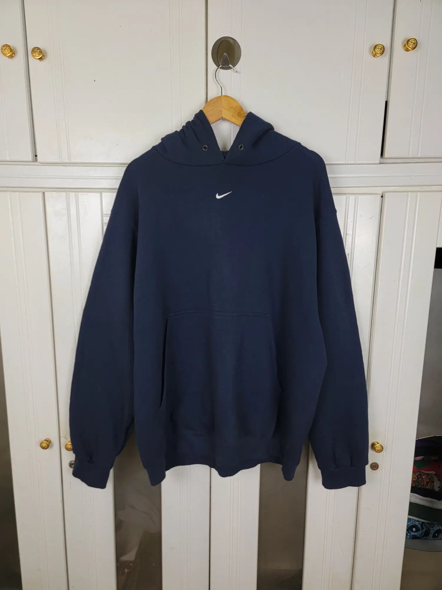 Nike × Vintage Vintage 90s Nike Center Swoosh Hoodie Size US L / EU 52-54 / 3 - 1 Thumbnail