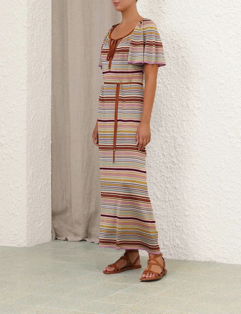 Zimmermann oc11z0226 Tallow Metallic Stripe Dress In Multicolor Size M / US 6-8 / IT 42-44 - 3 Thumbnail