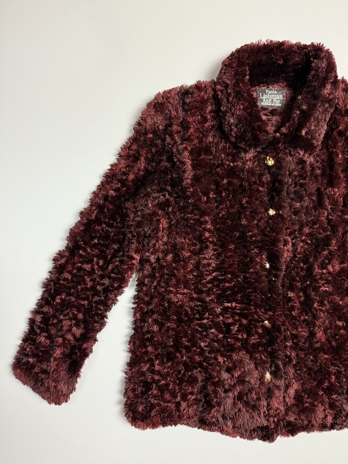 If Six Was Nine Paula Lishman Handmade Knit Fur Jacket Size M / US 6-8 / IT 42-44 - 2 Thumbnail