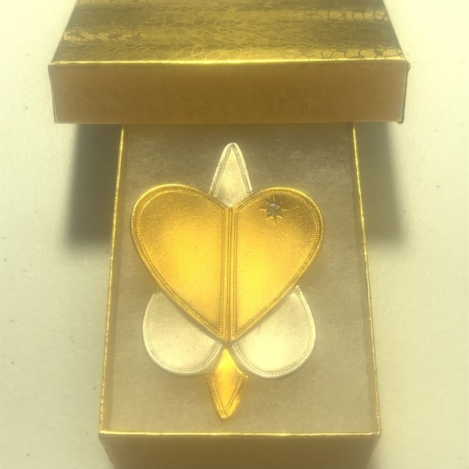 & Other Stories Vintage Signed - Nava Segev Double Heart Two Tone Brooch Pin Size ONE SIZE - 4 Thumbnail