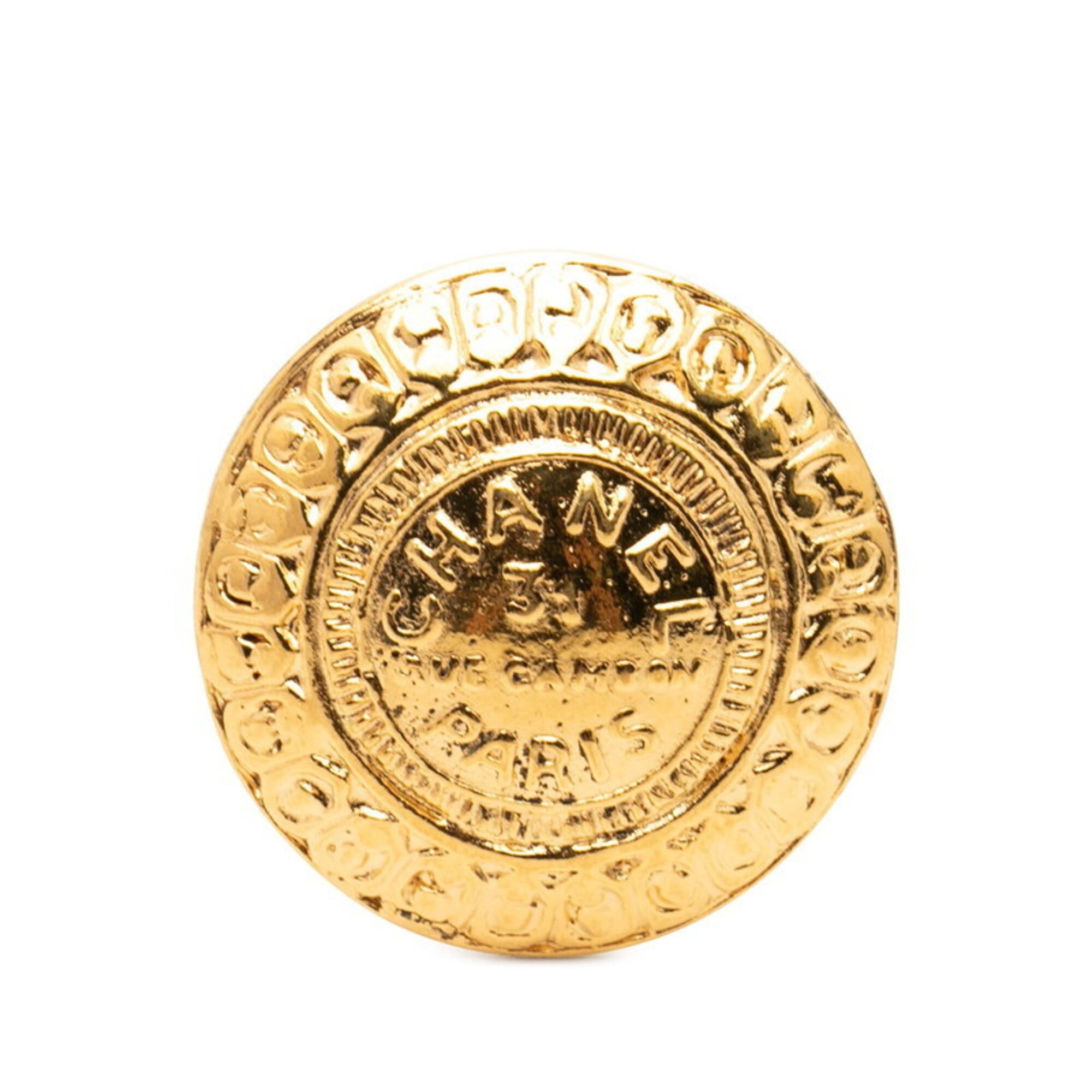 Chanel Chanel 31 RUE CAMBON Cambon Vintage Round Brooch Gold Plated Women's CHANEL Size ONE SIZE - 1 Thumbnail