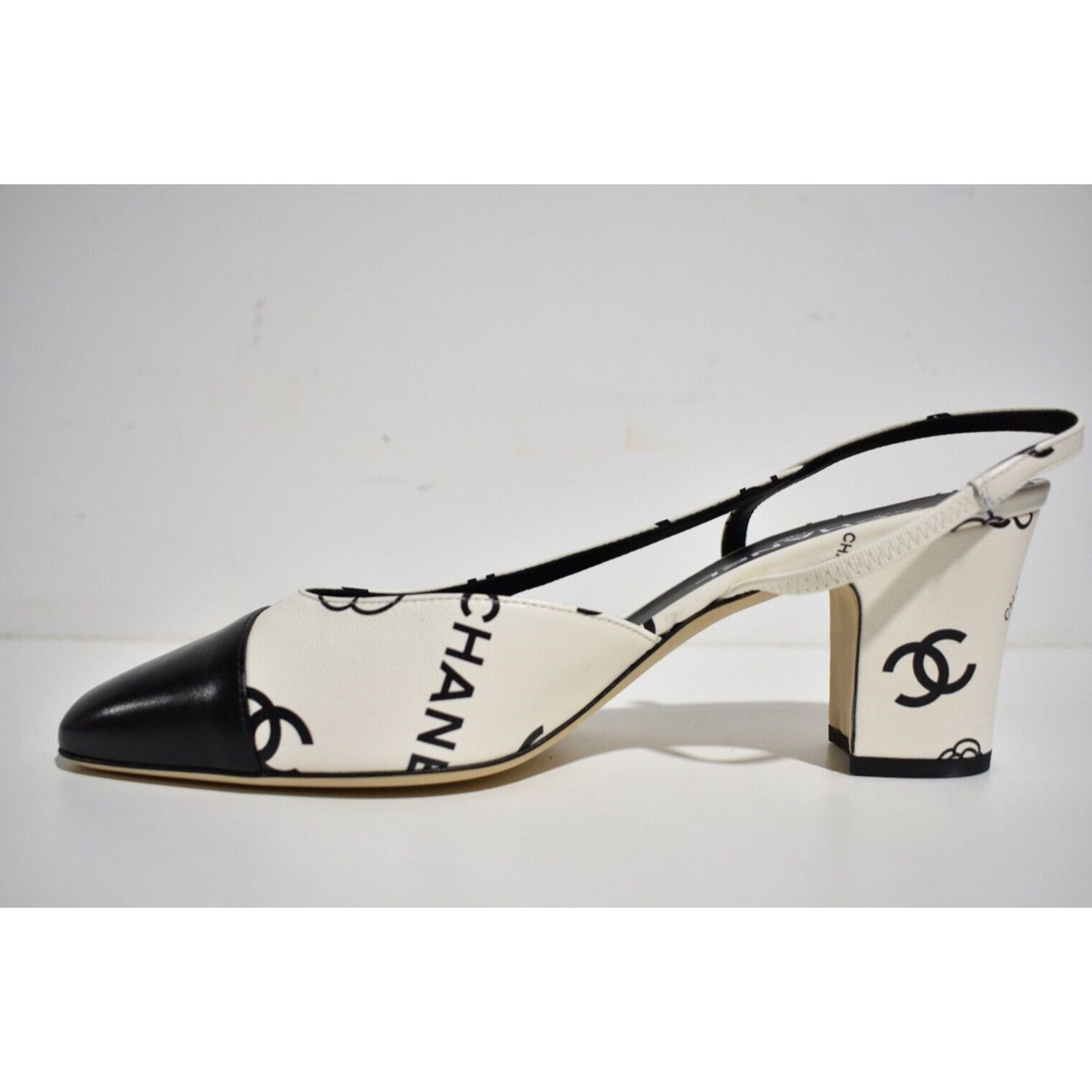 23P Mademoiselle Coco Sling CC Logo Slingback Sandal Heel 38