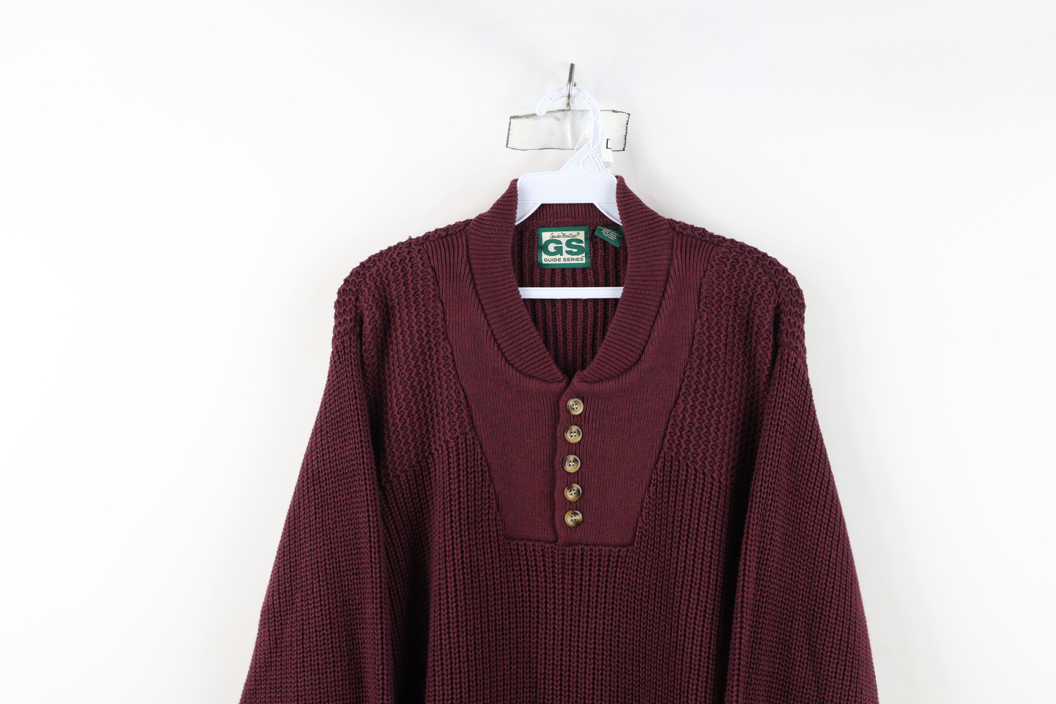 Vintage Vintage 90s Streetwear Cotton Ribbed Knit Henley Sweater Red Size US XL / EU 56 / 4 - 2 Thumbnail