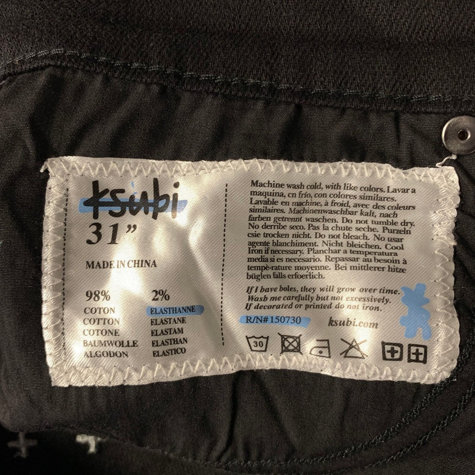 Ksubi KSUBI Size 31 Black Cotton Slim Fit Pants Size US 31 - 4 Thumbnail