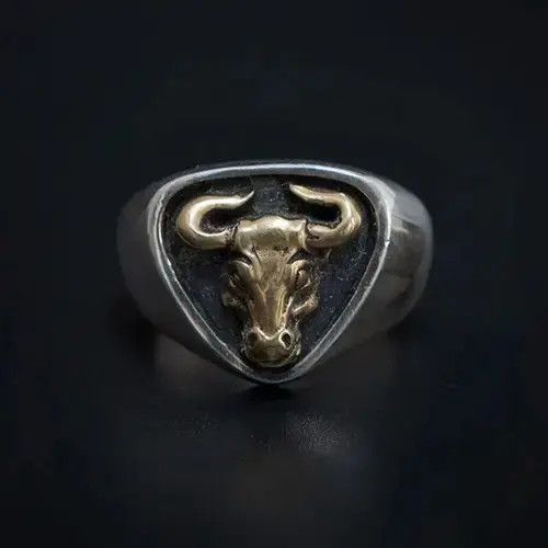 Ring Of Fire Retro Personality Bull Pattern Ring Open Size Size ONE SIZE - 1 Thumbnail